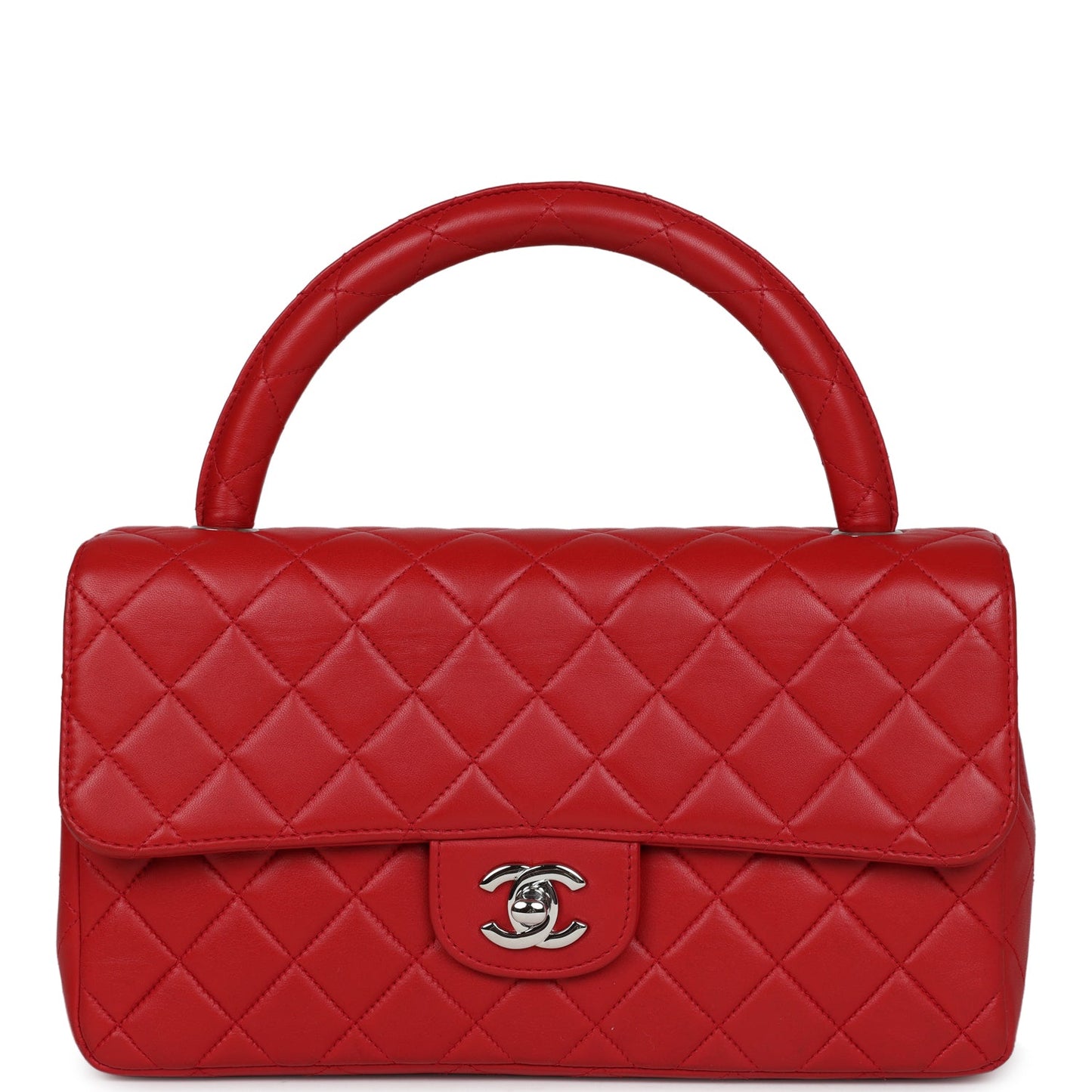 Chanel  Kelly Parent Flap Bag Red Lambskin Silver Hardware