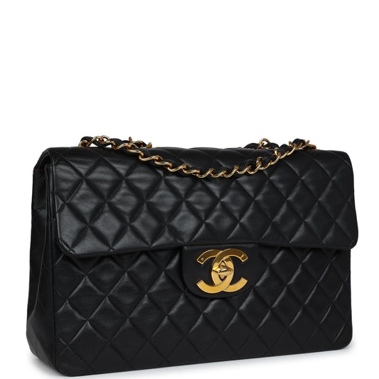 Chanel  XL Jumbo Flap Bag Black Lambskin Gold Hardware
