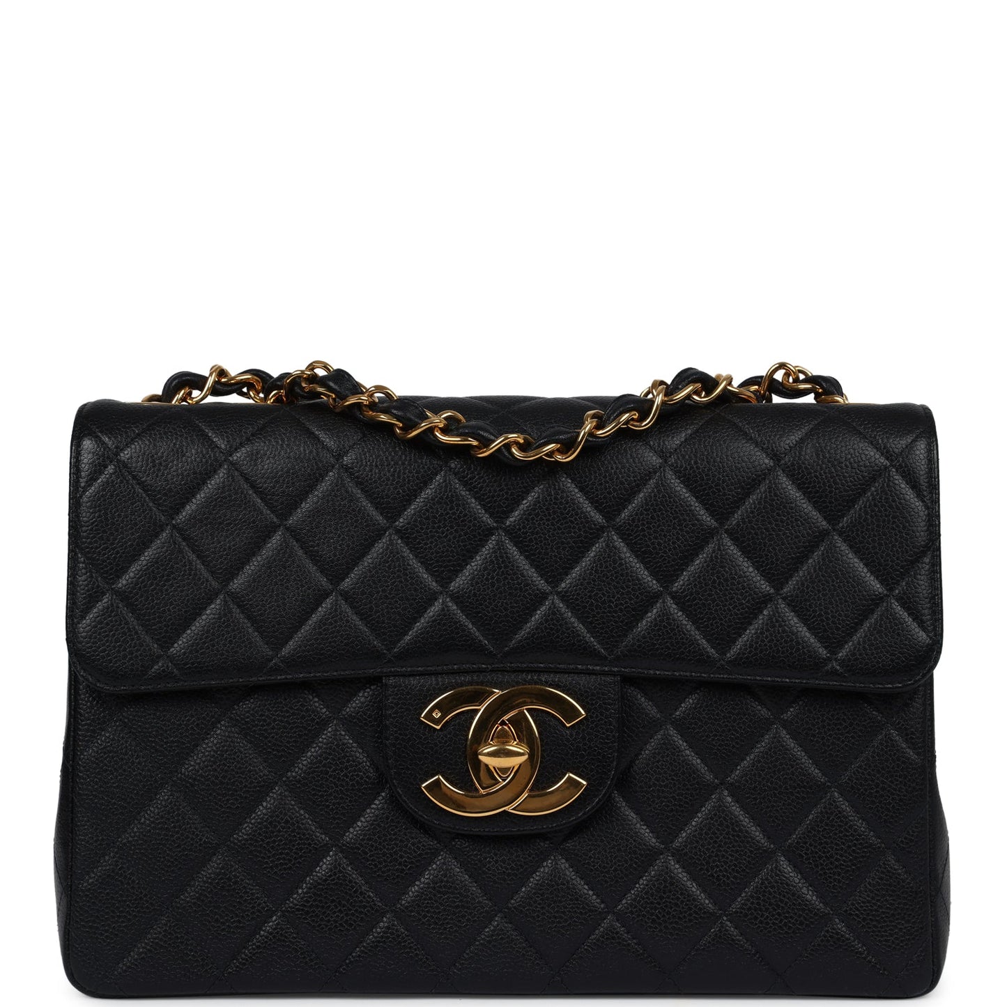 Chanel  Jumbo Single Flap Bag Black Caviar Gold Hardware
