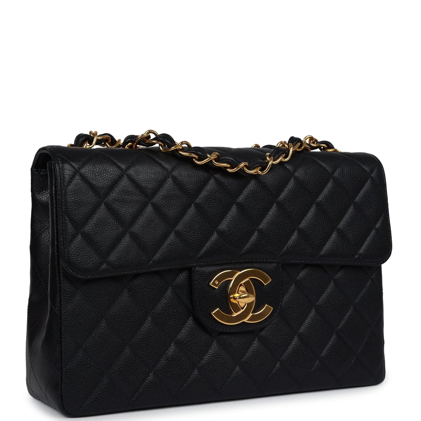 Chanel  Jumbo Single Flap Bag Black Caviar Gold Hardware