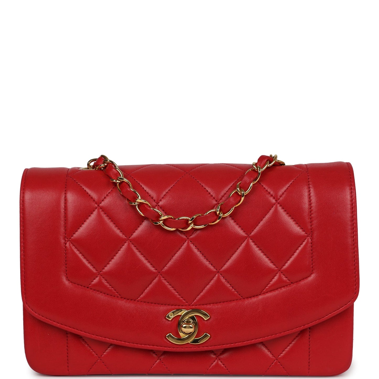 Chanel  Small Diana Flap Bag Red Lambskin Gold Hardware