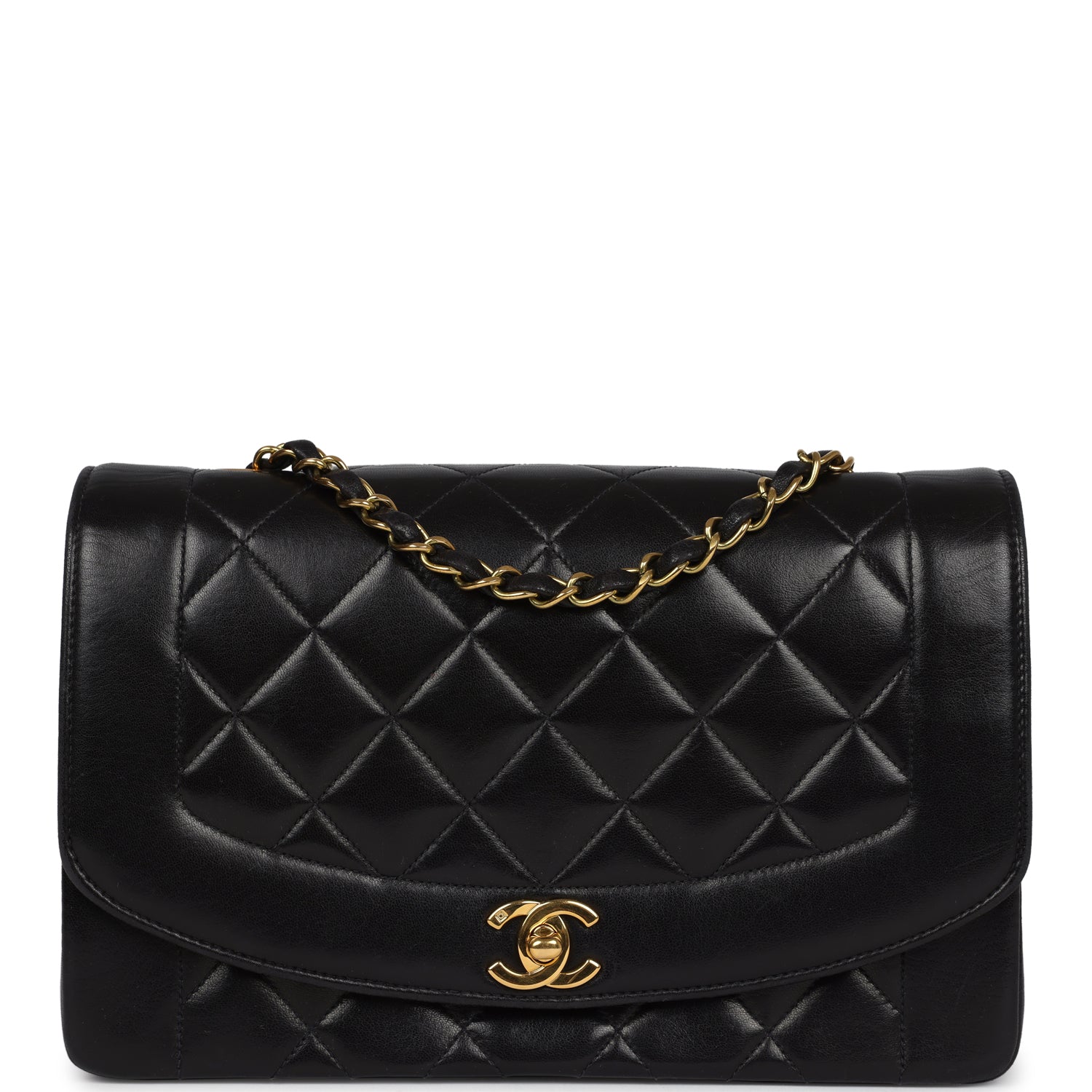 Chanel Small Diana Flap Bag Black Lambskin Gold Hardware