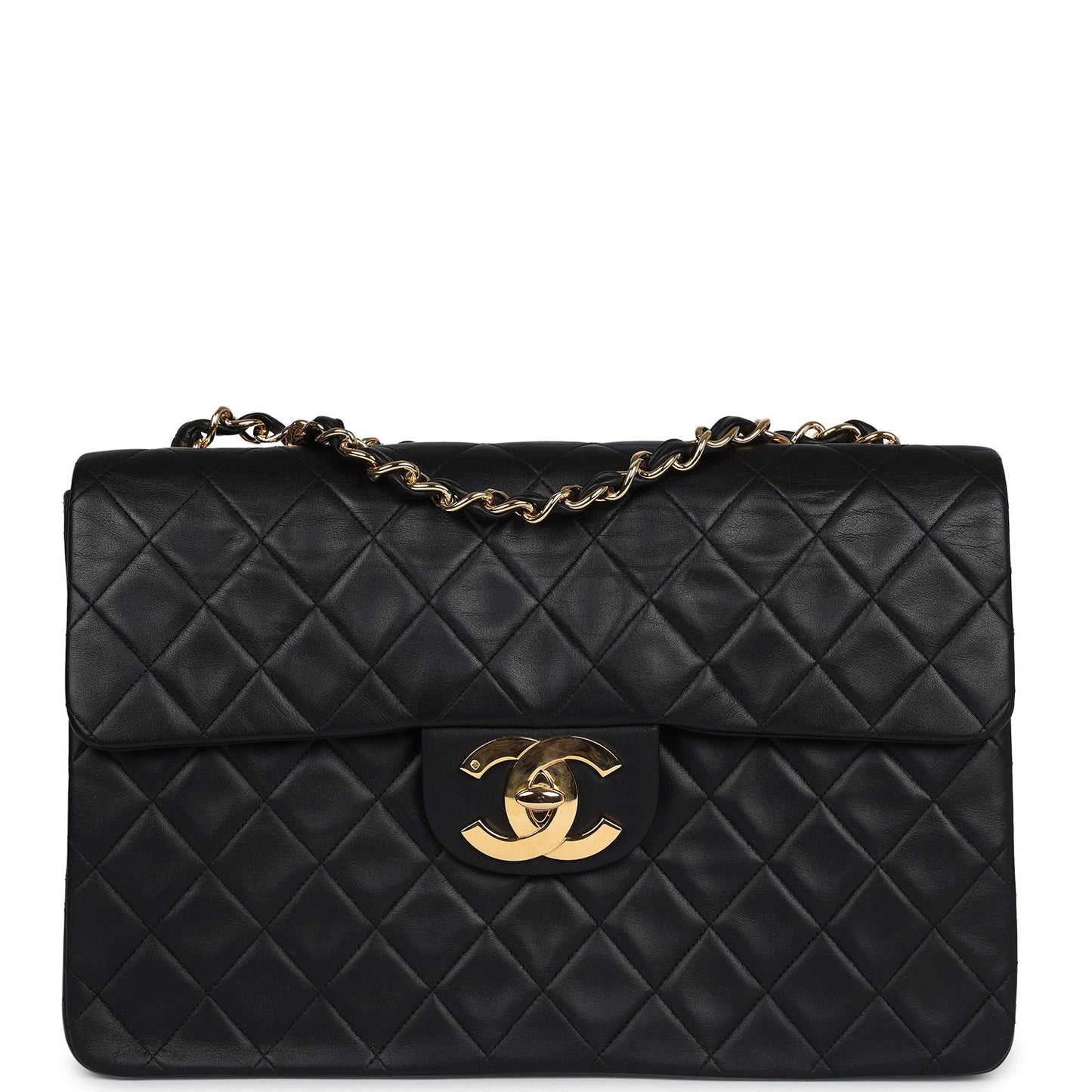 Chanel XL Jumbo Maxi Flap Bag Black Lambskin Gold Hardware