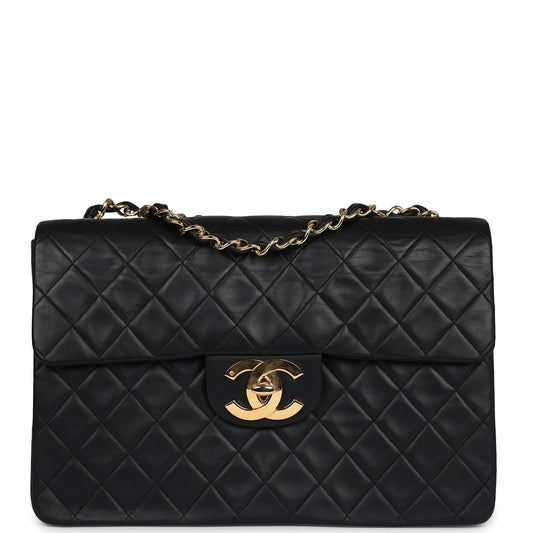 Chanel XL Jumbo Maxi Flap Bag Black Lambskin Gold Hardware