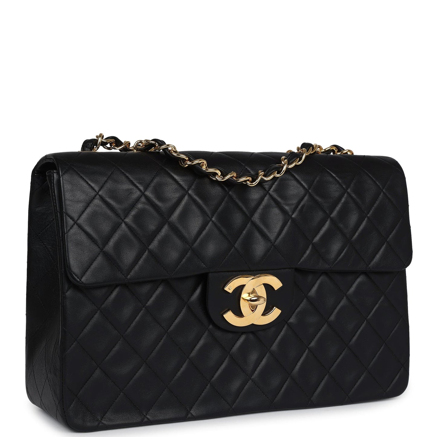 Chanel XL Maxi Classic Flap Bag Black Lambskin Gold Hardware