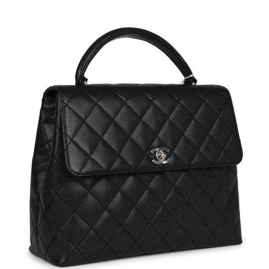 Chanel  Kelly Flap Bag Black Caviar Silver Hardware