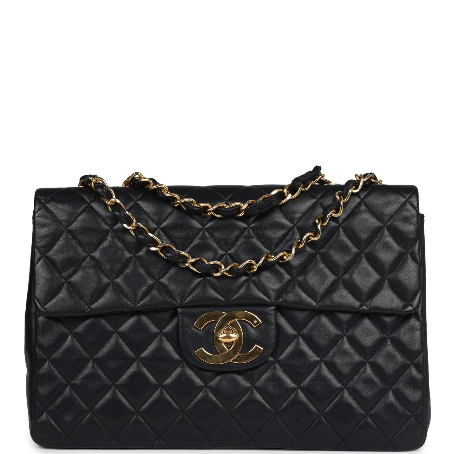 Chanel  XL Jumbo Maxi Flap Bag Black Lambskin Gold Hardware