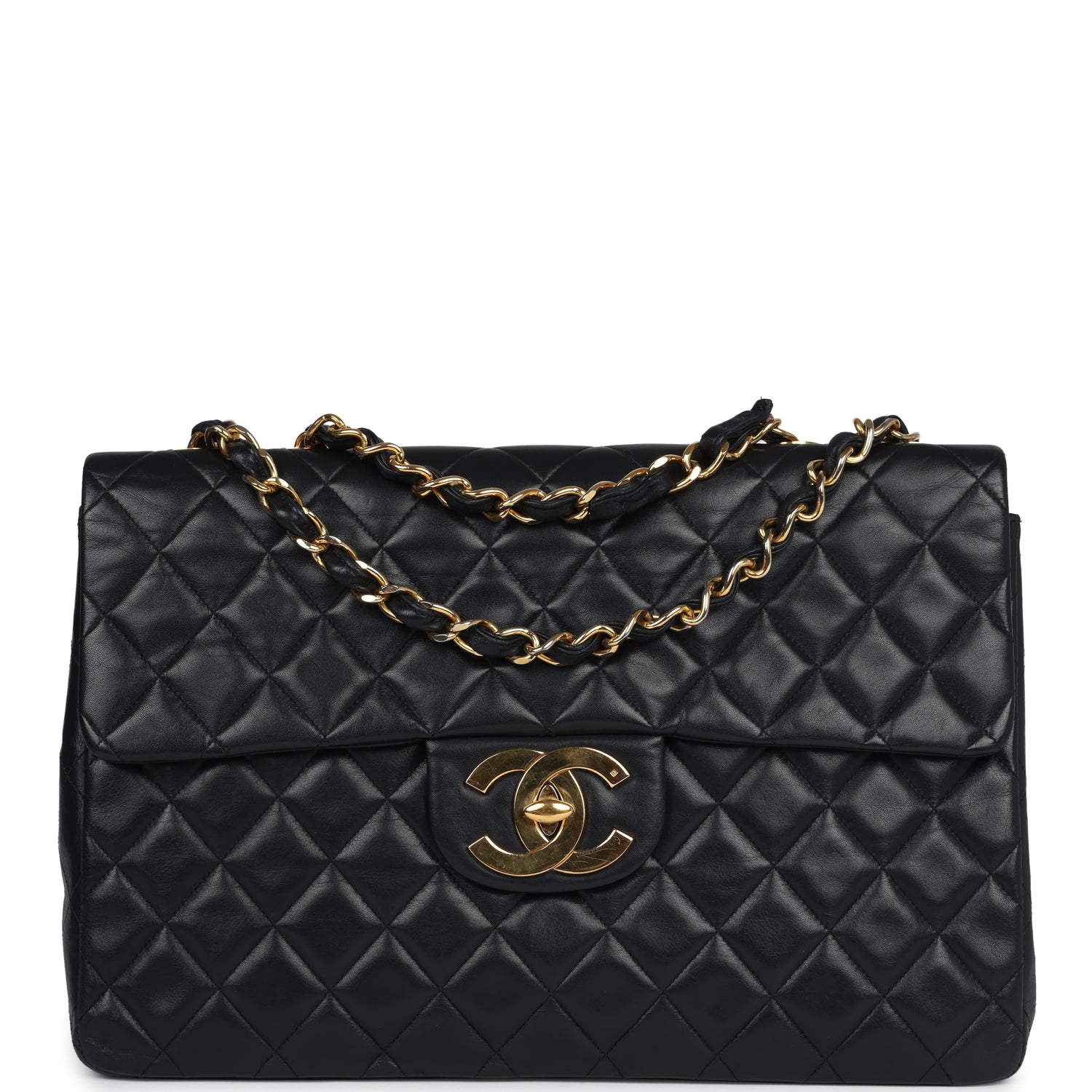 Chanel XL Jumbo Maxi Flap Bag Black Lambskin Gold Hardware