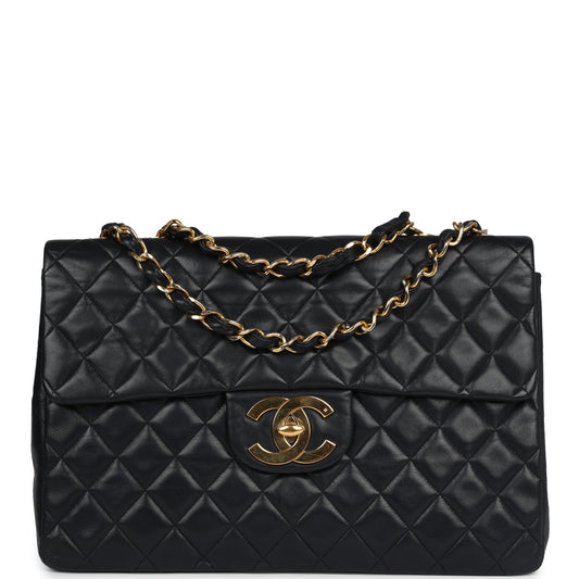 Chanel XL Jumbo Maxi Flap Bag Black Lambskin Gold Hardware