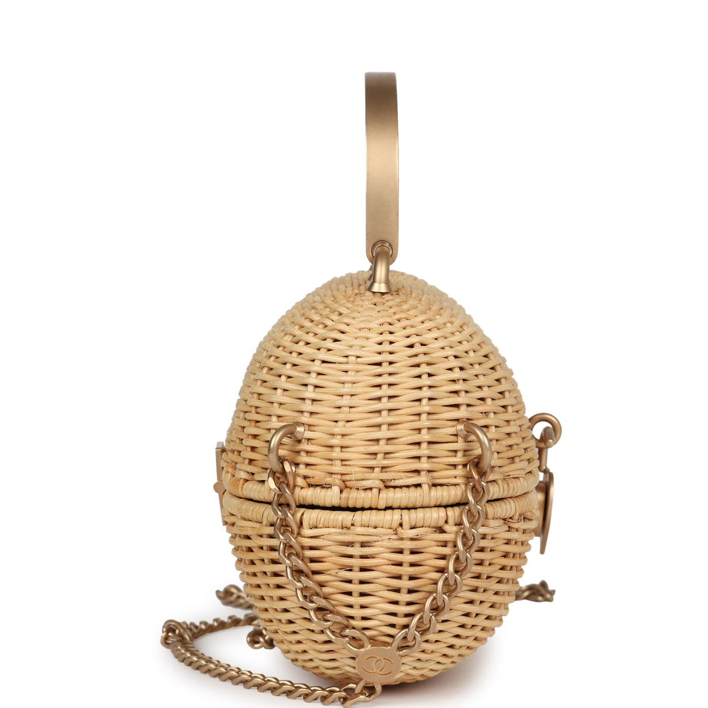 Chanel Small Heart Lock Basket Bag Natural Wicker Brushed Gold Hardware