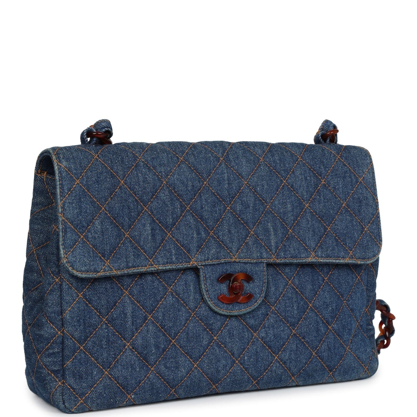 Chanel  Jumbo Single Flap Bag Blue Denim Tortoiseshell Bakelite Hardware
