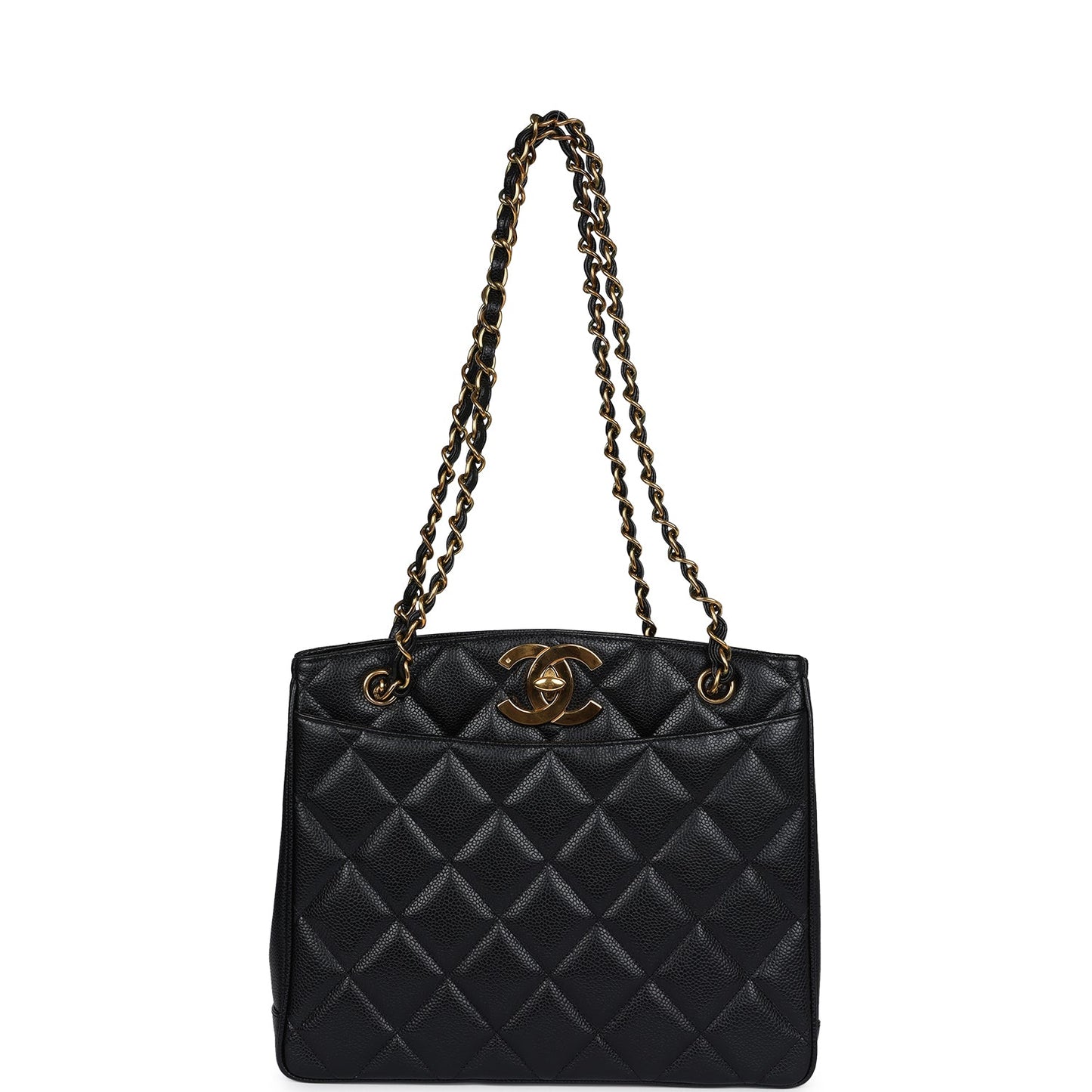 Chanel  Medium CC Turnlock Tote Black Caviar Gold Hardware