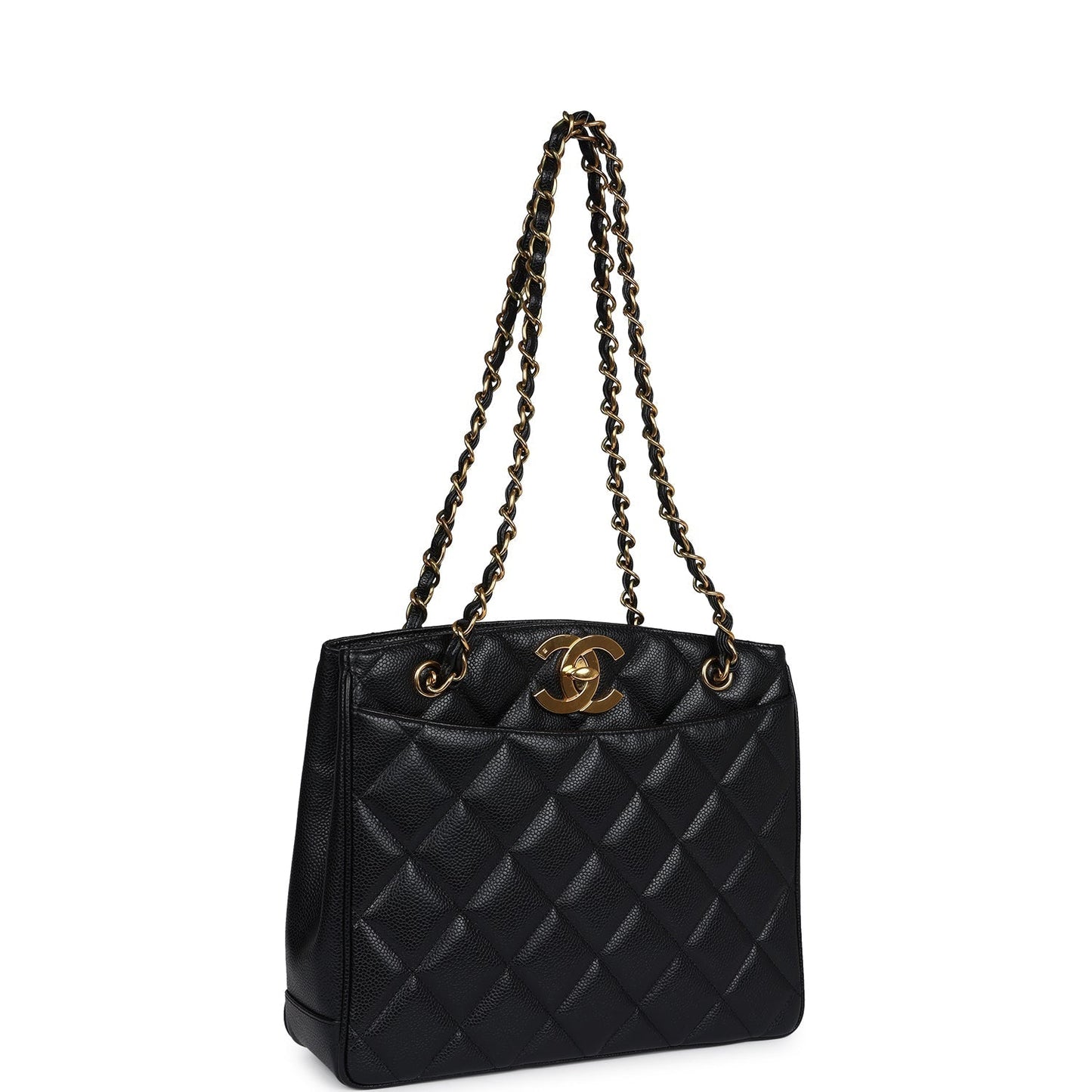 Chanel  Medium CC Turnlock Tote Black Caviar Gold Hardware