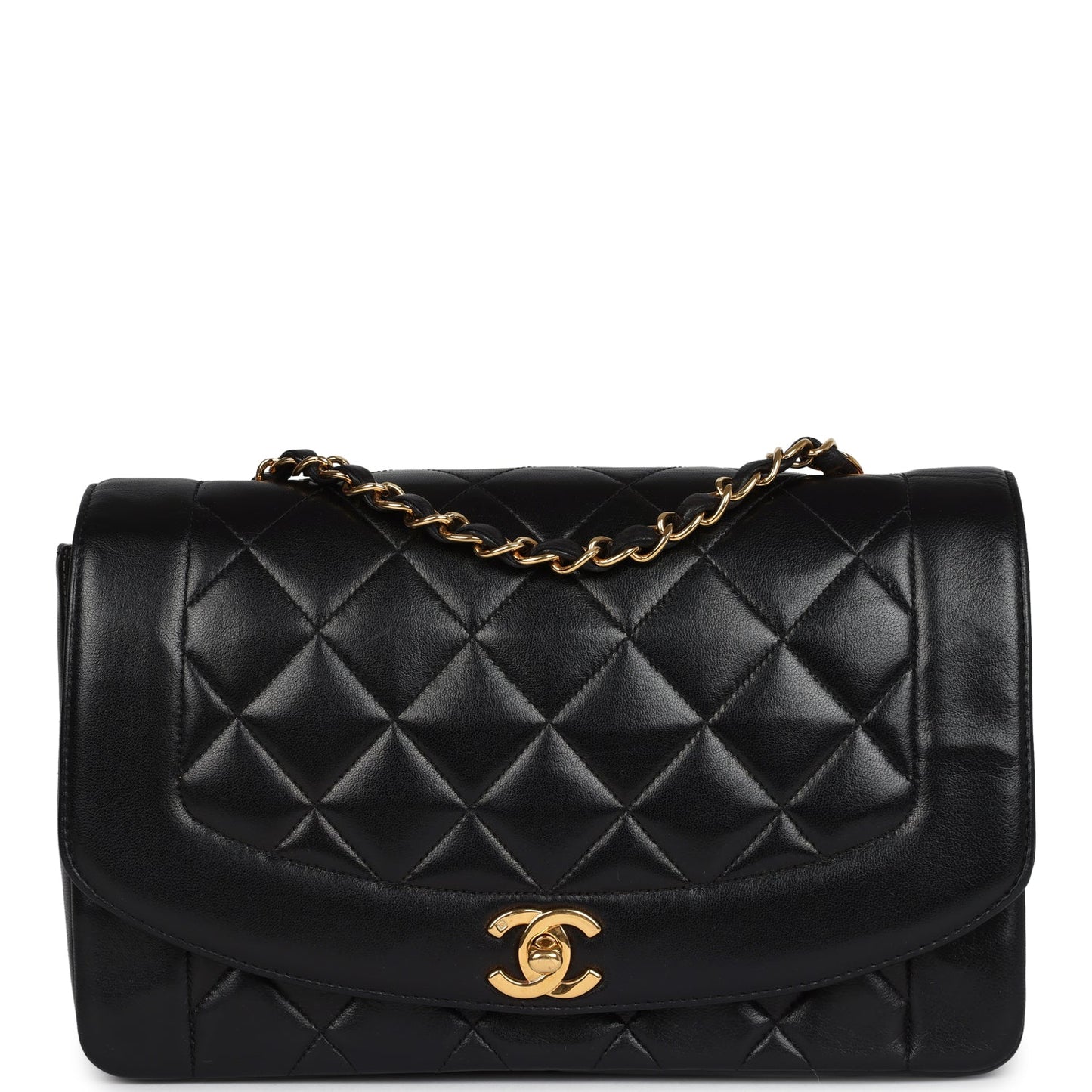 Chanel  Medium Diana Flap Bag Black Lambskin Gold Hardware