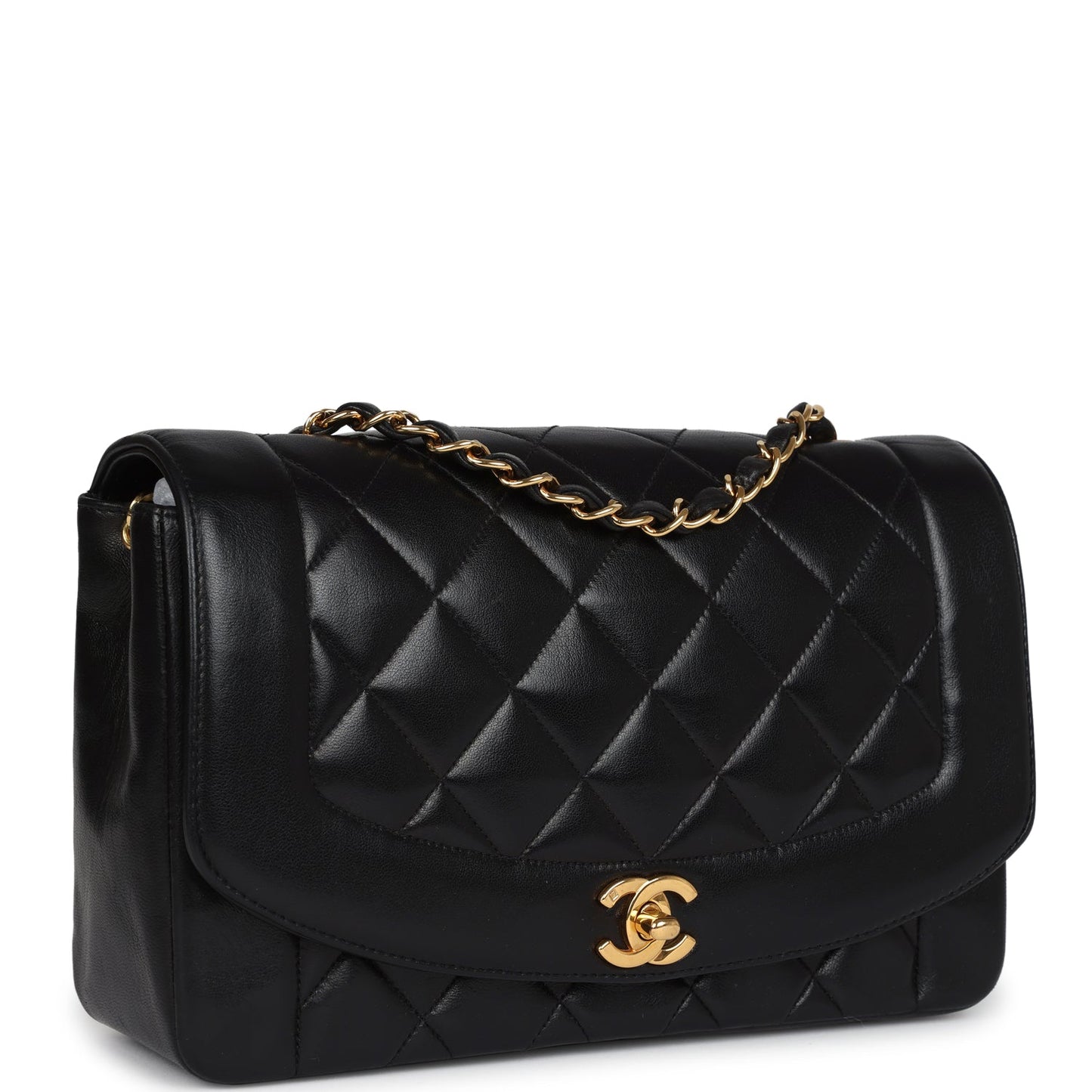 Chanel  Medium Diana Flap Bag Black Lambskin Gold Hardware