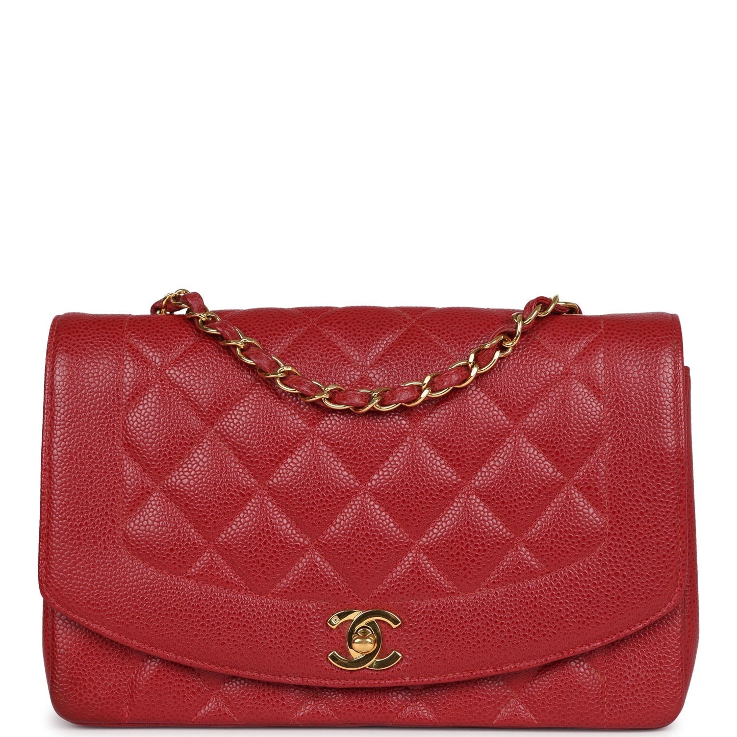 Chanel  Medium Diana Flap Bag Red Caviar Gold Hardware