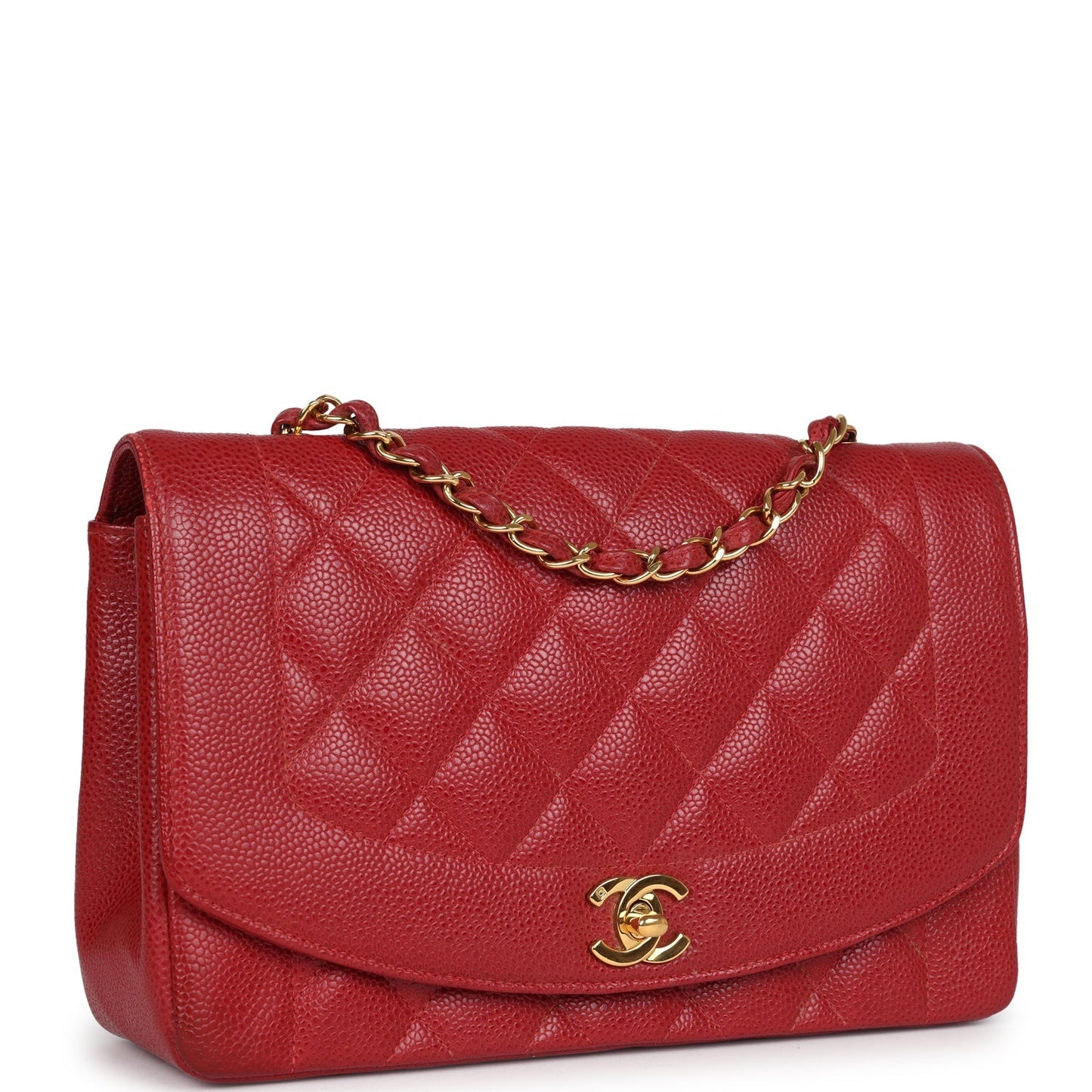 Chanel  Medium Diana Flap Bag Red Caviar Gold Hardware