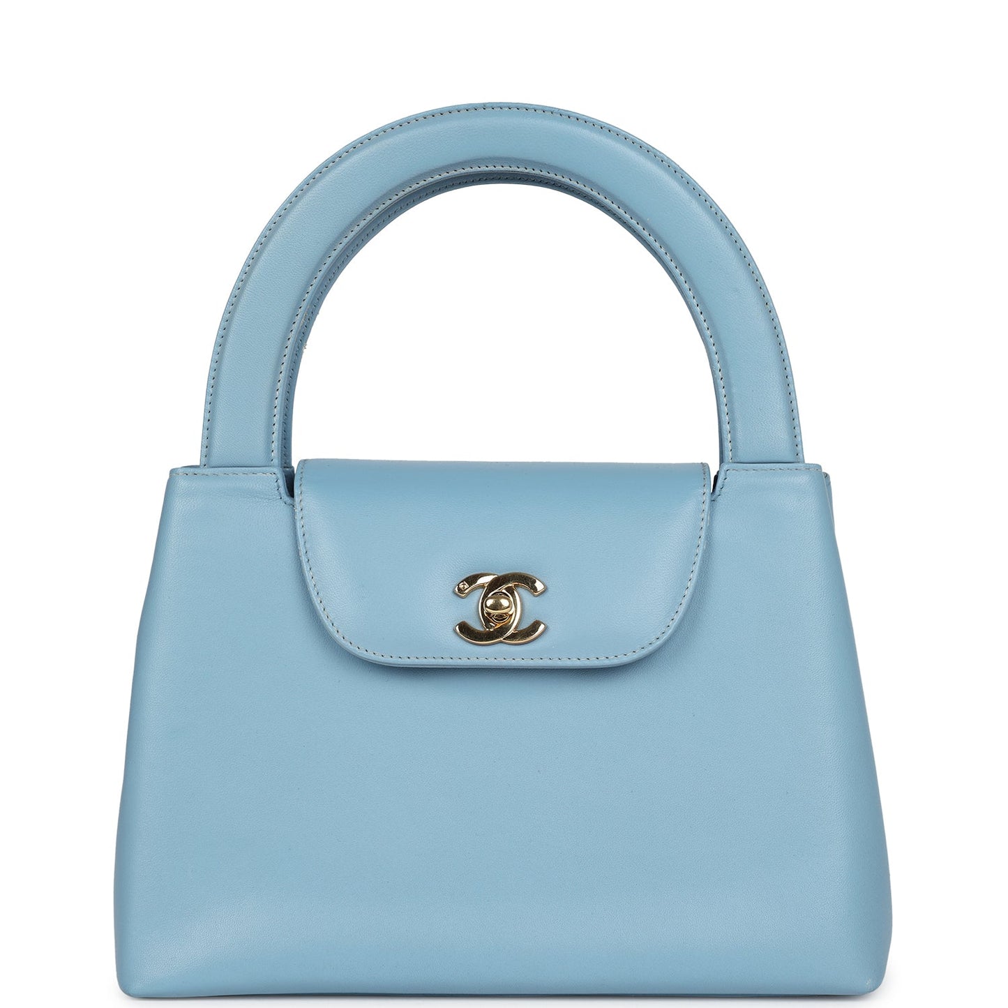 Chanel  Large Kelly Light Blue Lambskin Gold Hardware