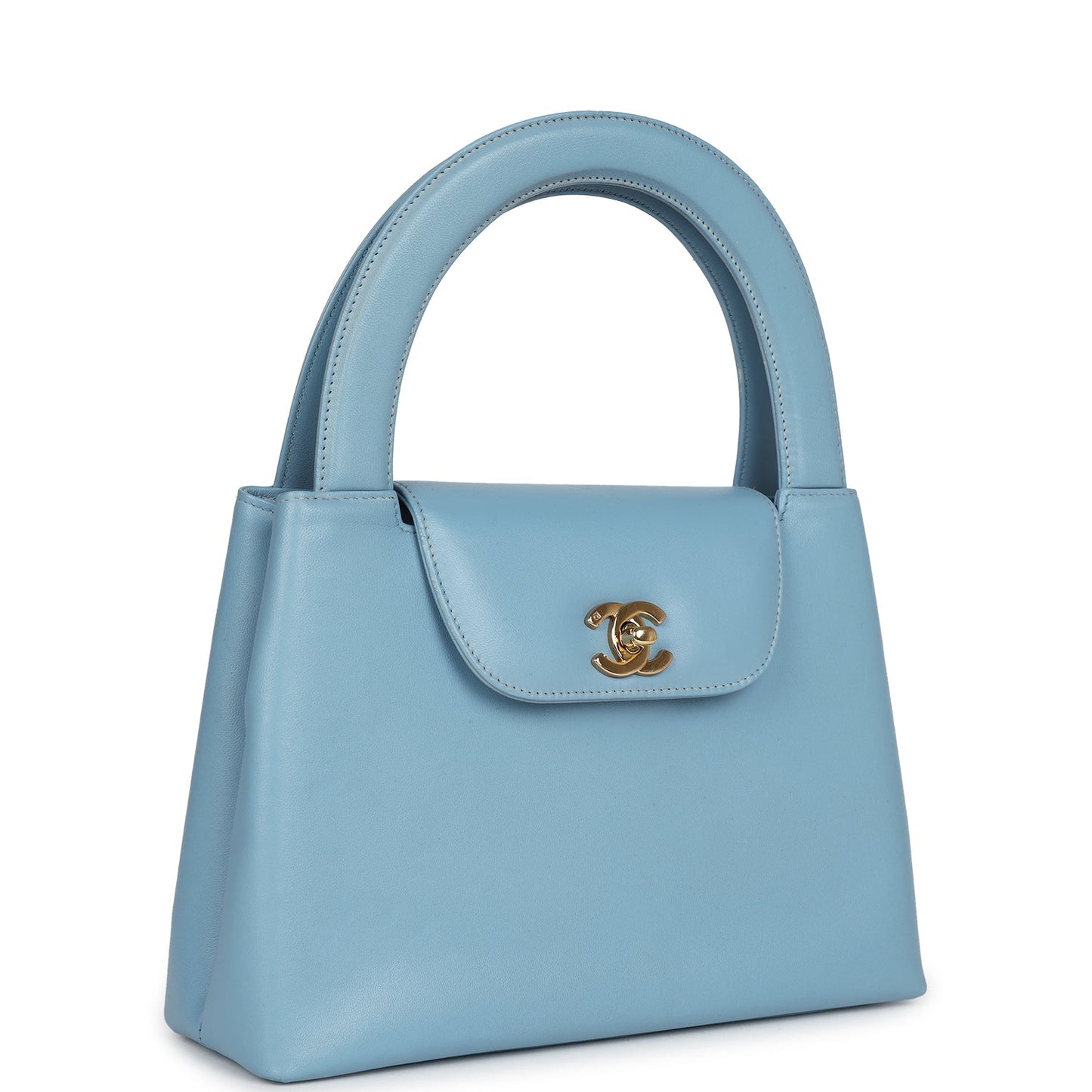 Chanel  Large Kelly Light Blue Lambskin Gold Hardware
