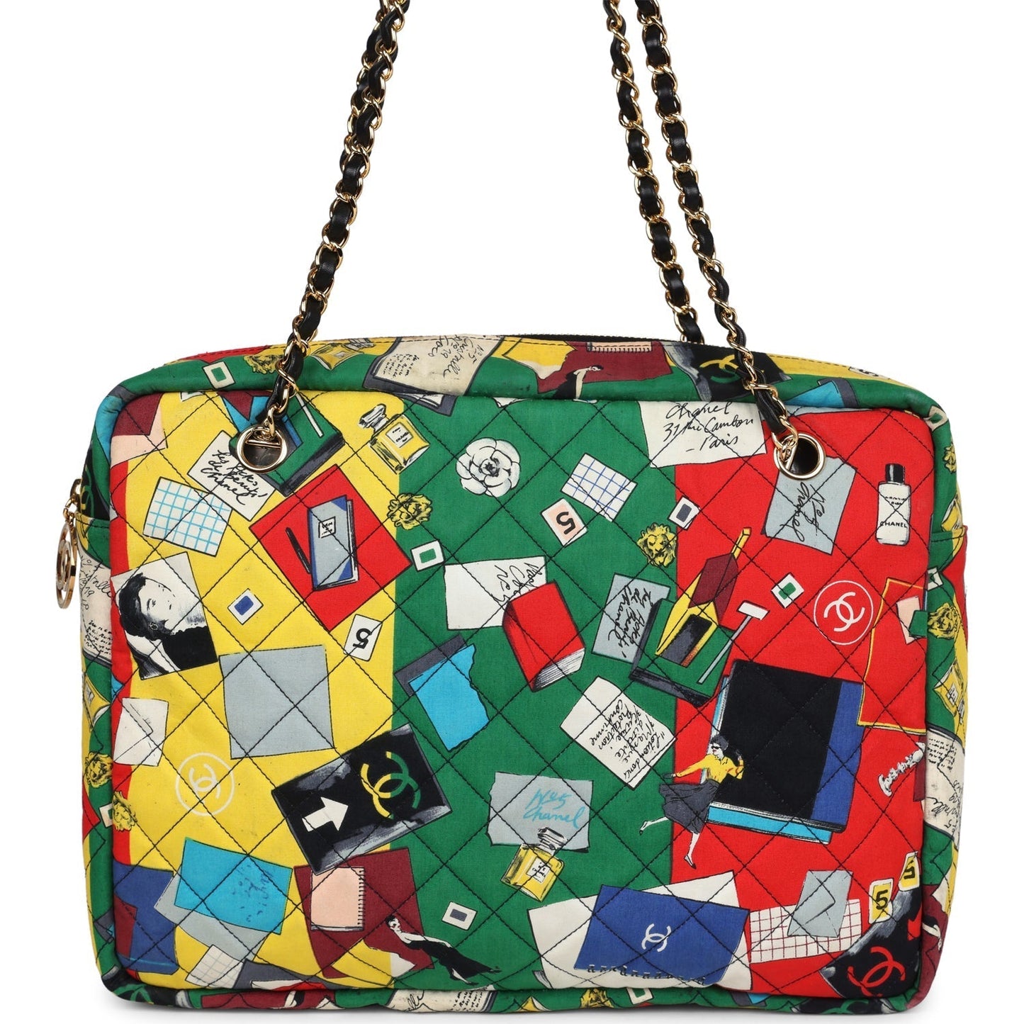 Chanel  Printed Shoulder Bag Multicolored Canvas Gold Hardware