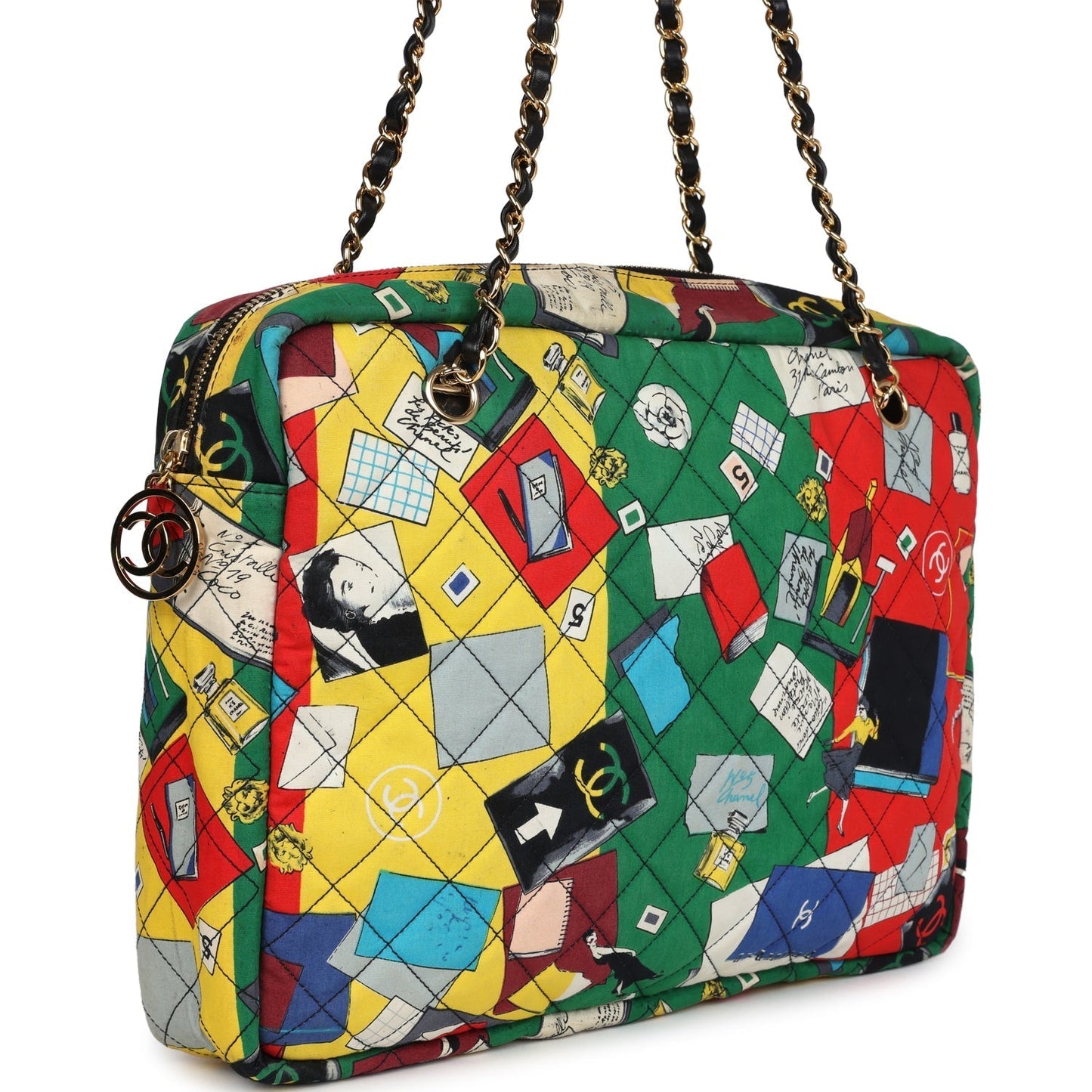 Chanel  Printed Shoulder Bag Multicolored Canvas Gold Hardware