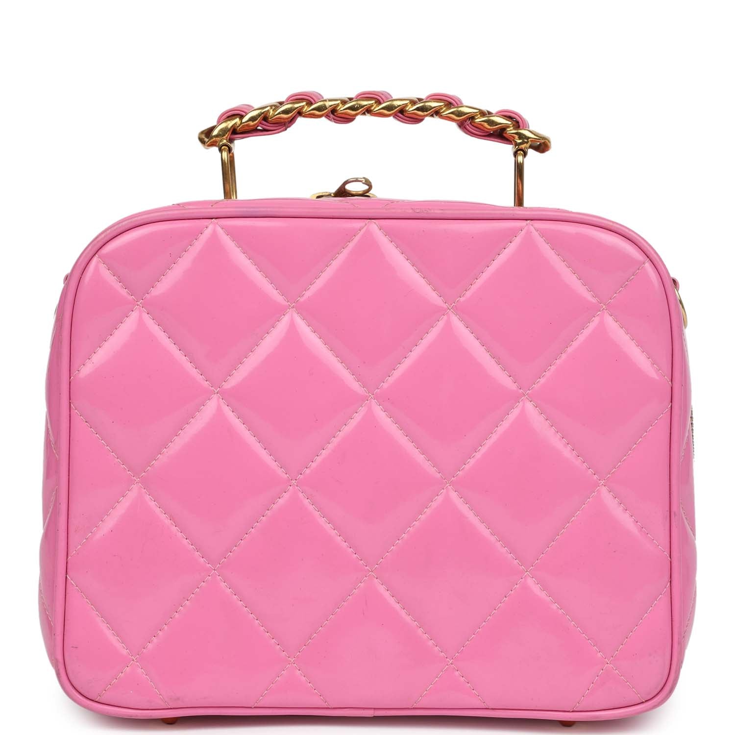 Chanel Lunchbox Vanity Bag Pink Patent Gold Hardware