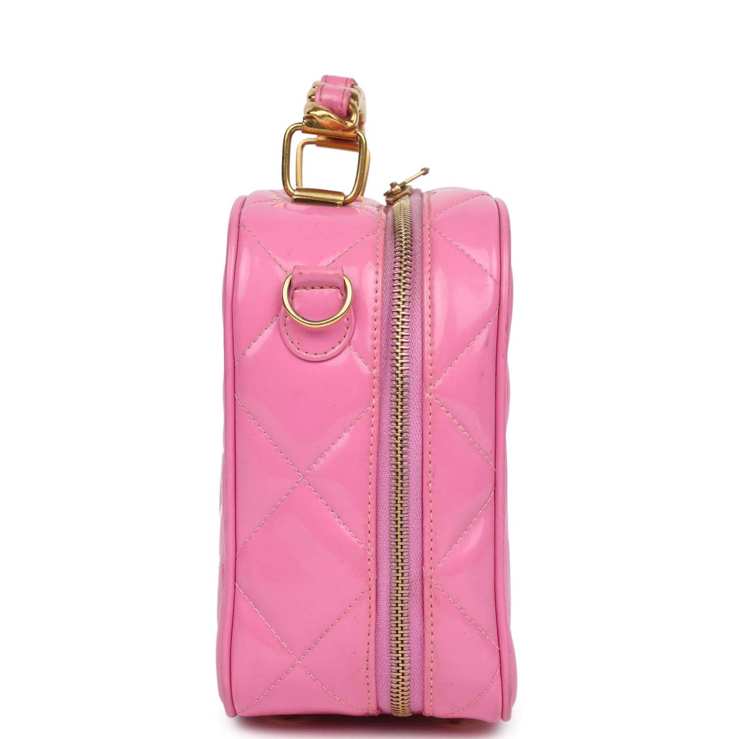 Chanel Lunchbox Vanity Bag Pink Patent Gold Hardware