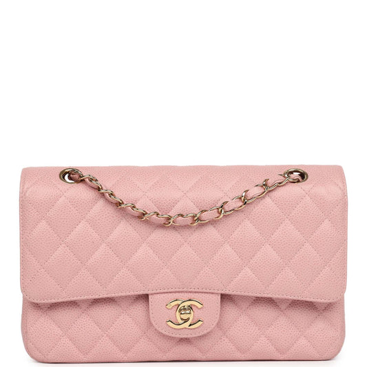 Chanel Medium Classic Double Flap Bag Pink Caviar Gold Hardware