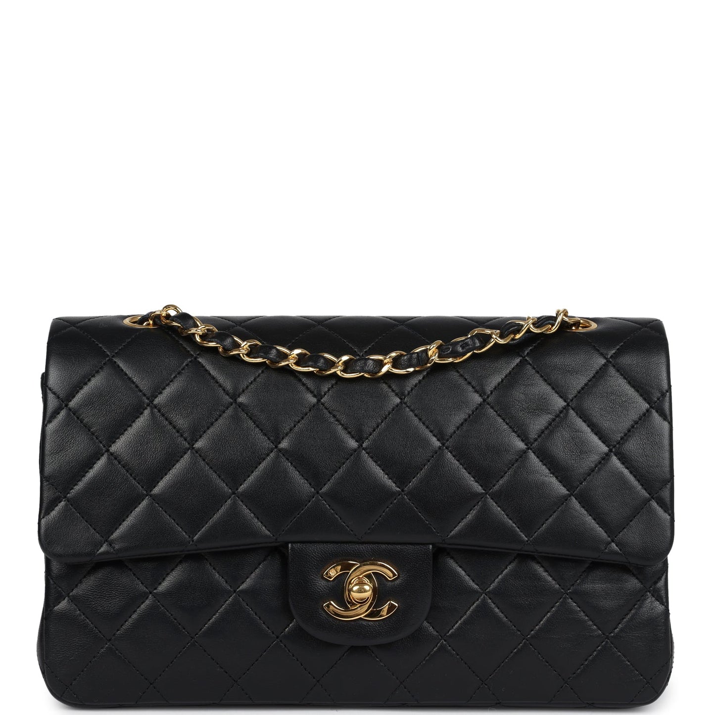 Chanel Medium Classic Double Flap Bag Black Lambskin Gold Hardware