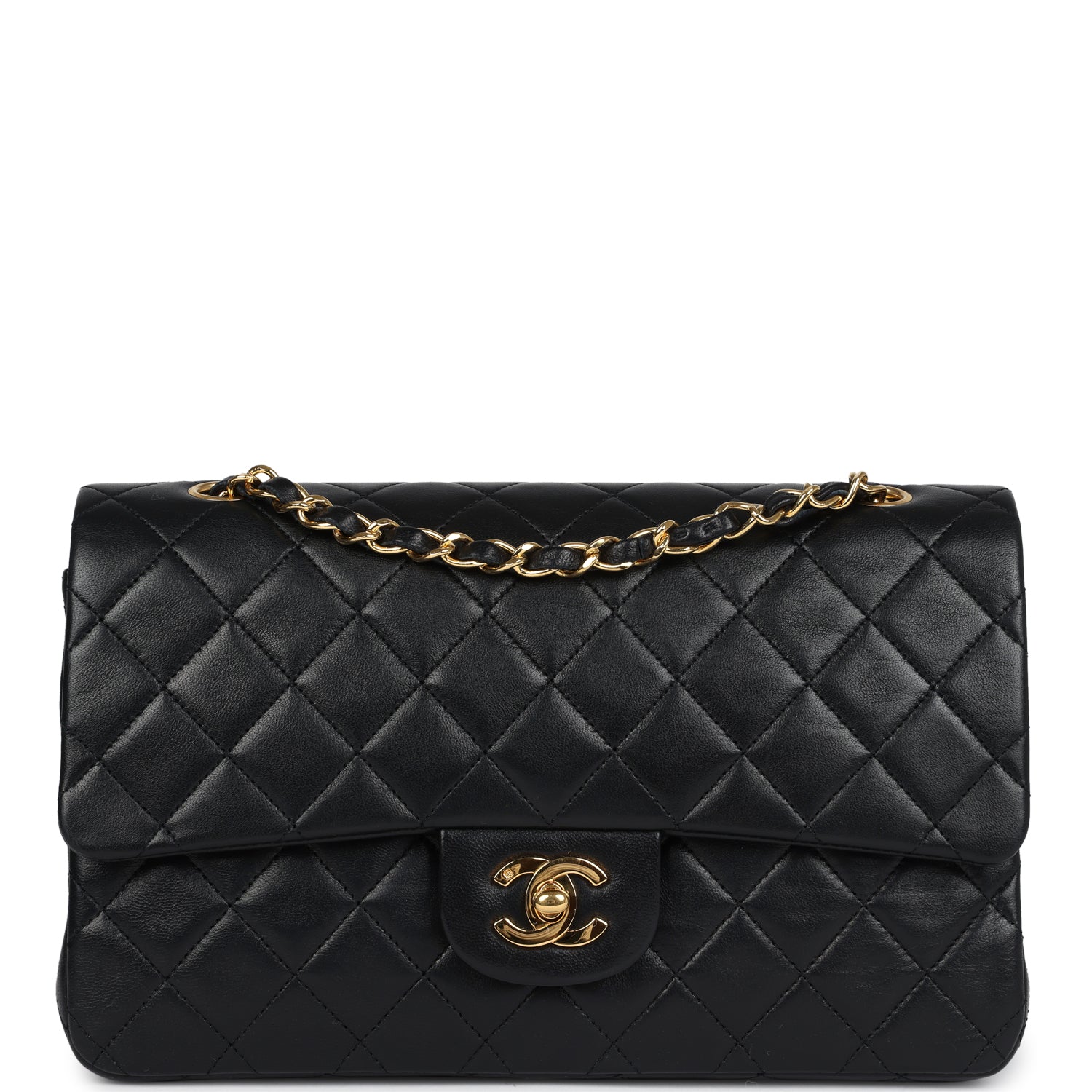 Chanel Medium Classic Double Flap Bag Black Lambskin Gold Hardware