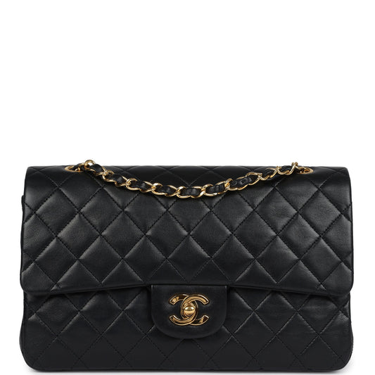 Chanel Medium Classic Double Flap Bag Black Lambskin Gold Hardware