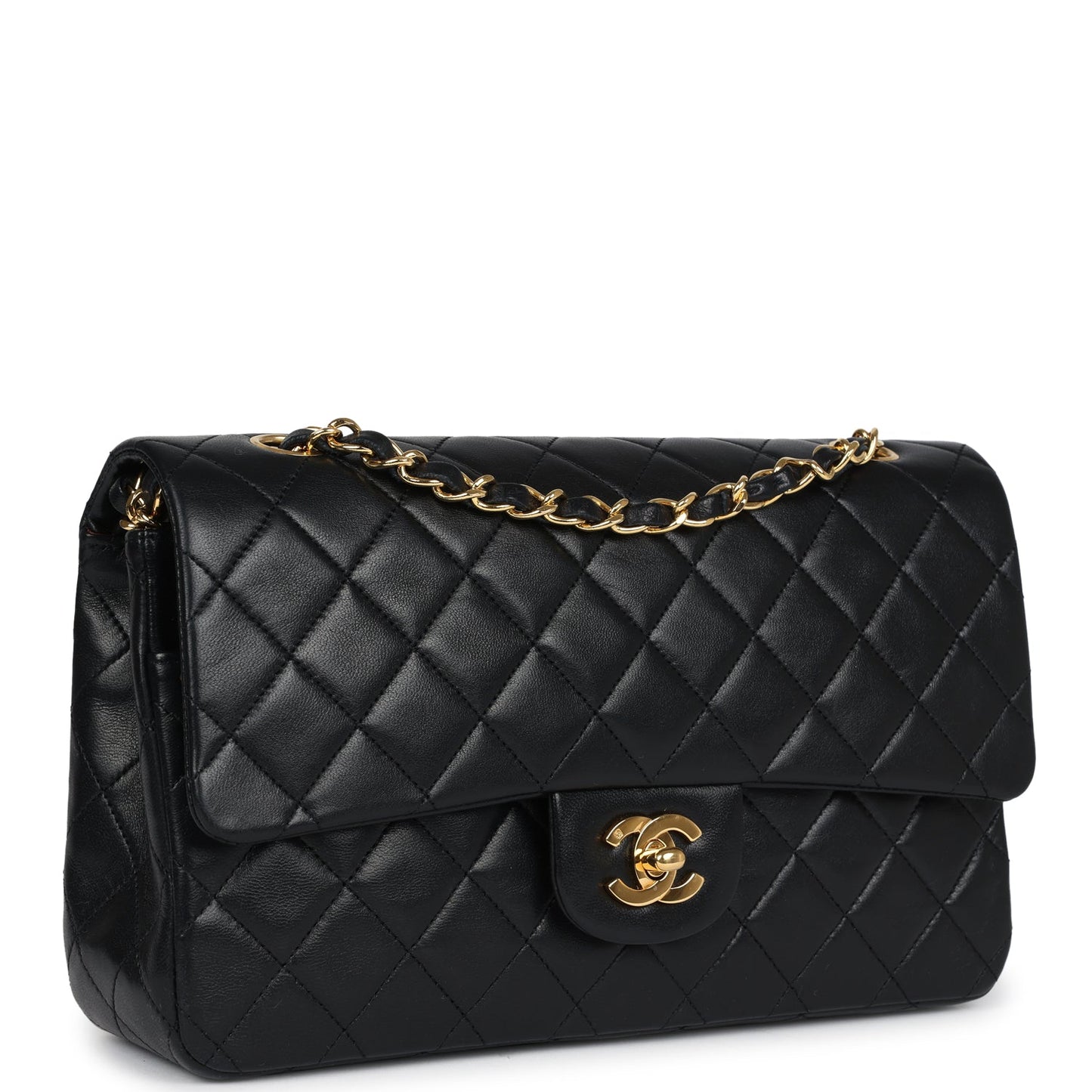 Chanel Medium Classic Double Flap Bag Black Lambskin Gold Hardware