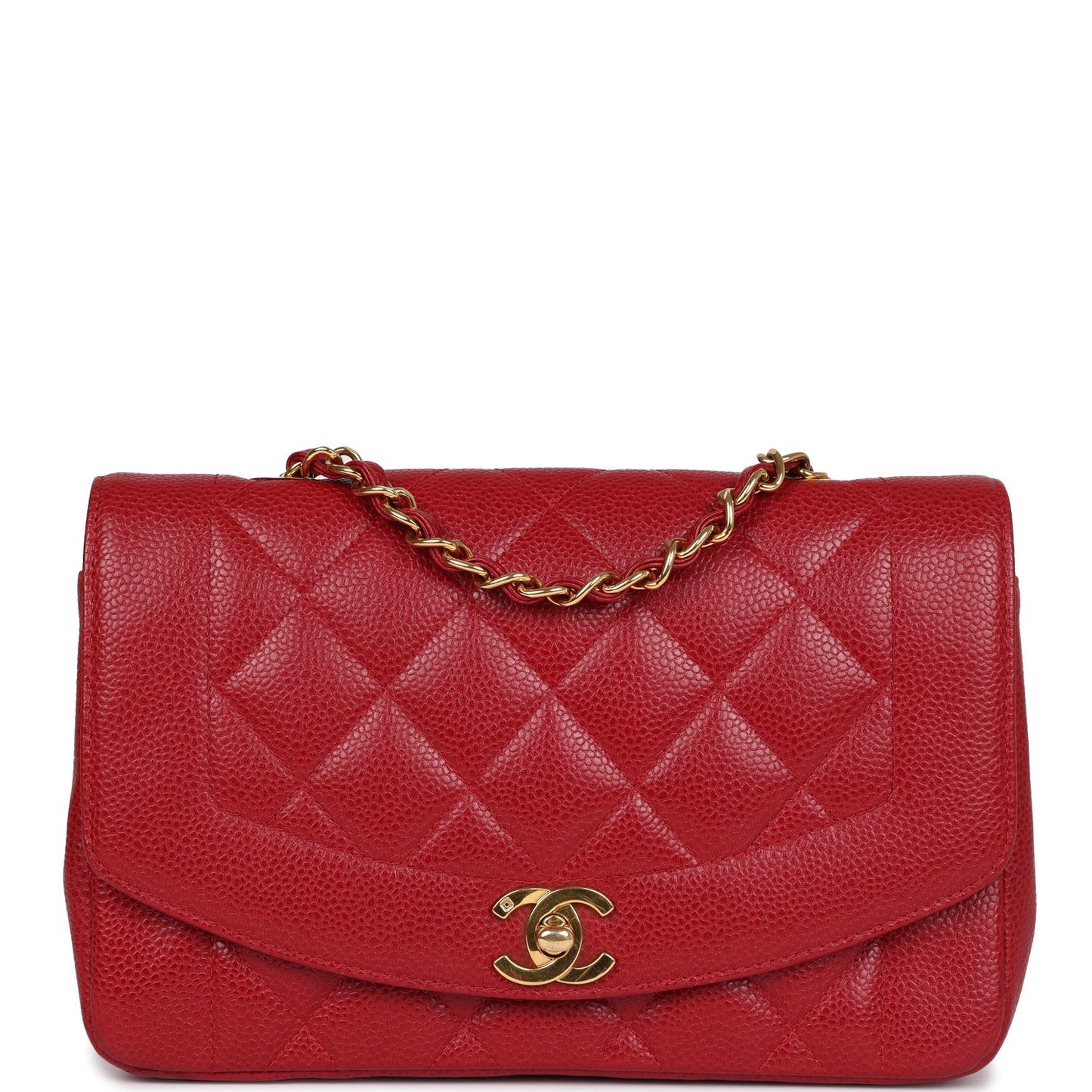 Chanel  Small Diana Flap Bag Red Caviar Gold Hardware