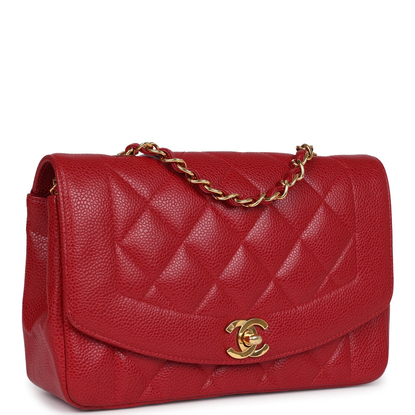 Chanel  Small Diana Flap Bag Red Caviar Gold Hardware