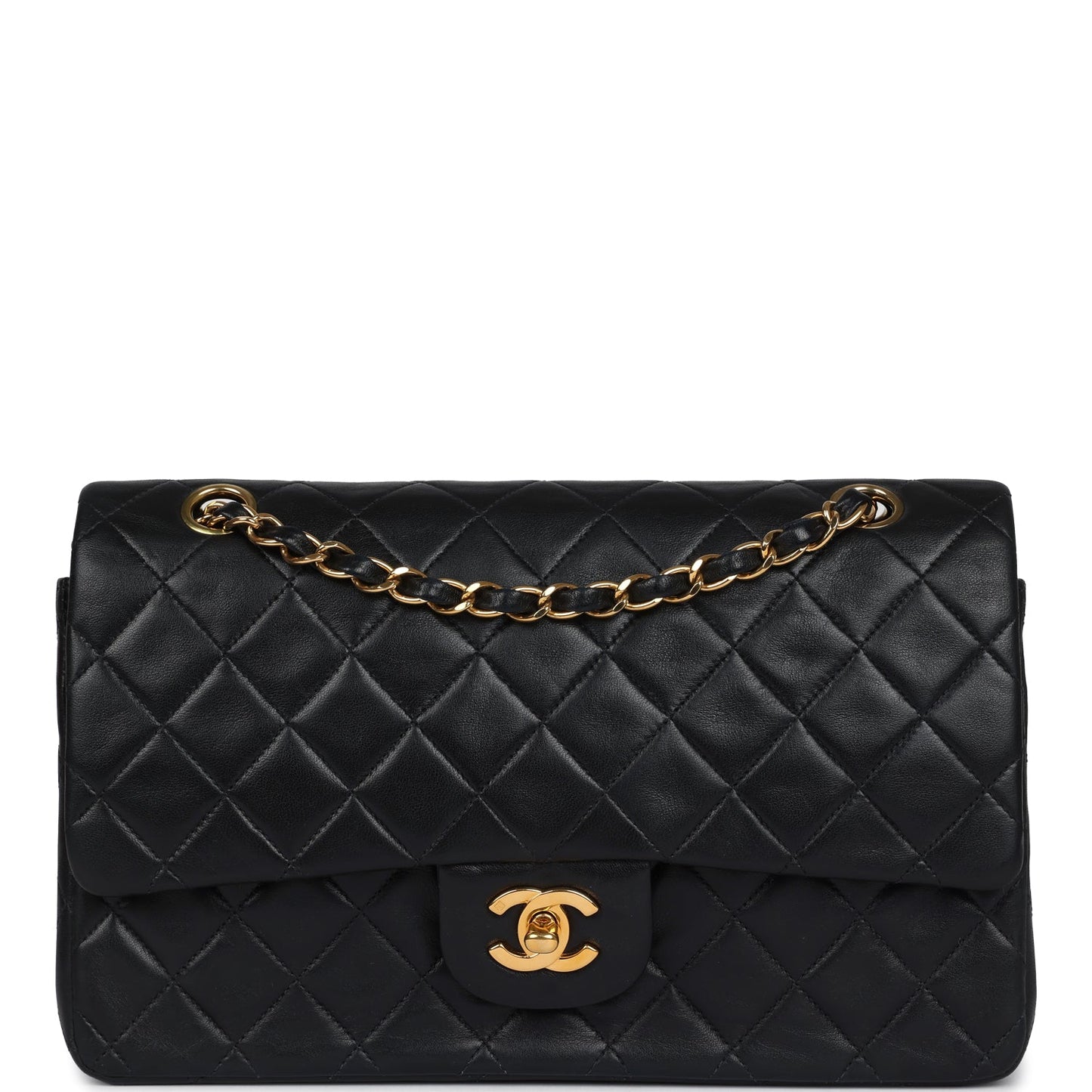 Chanel Medium Classic Double Flap Bag Black Lambskin Gold Hardware