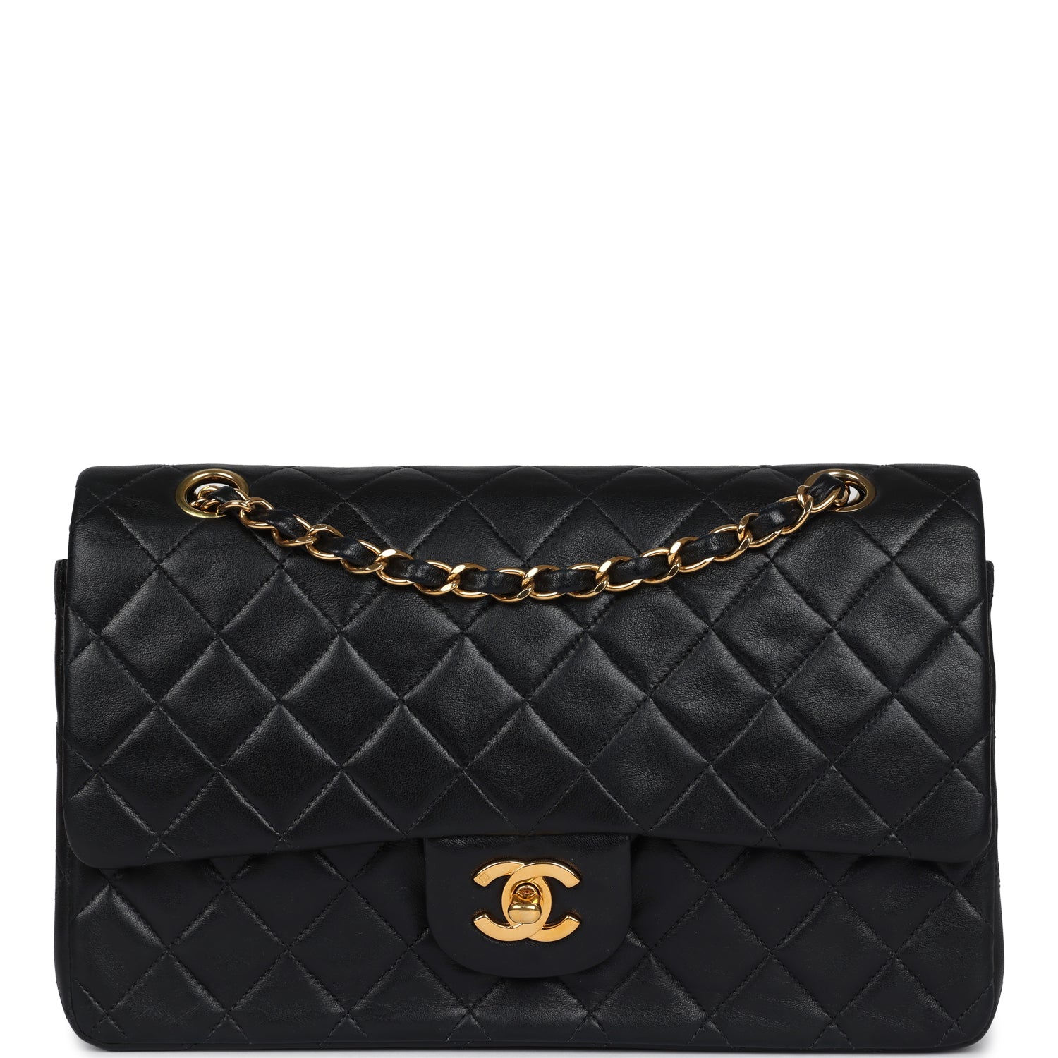Chanel Medium Classic Double Flap Bag Black Lambskin Gold Hardware