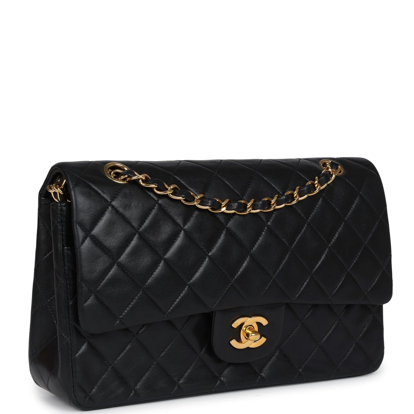 Chanel Medium Classic Double Flap Bag Black Lambskin Gold Hardware