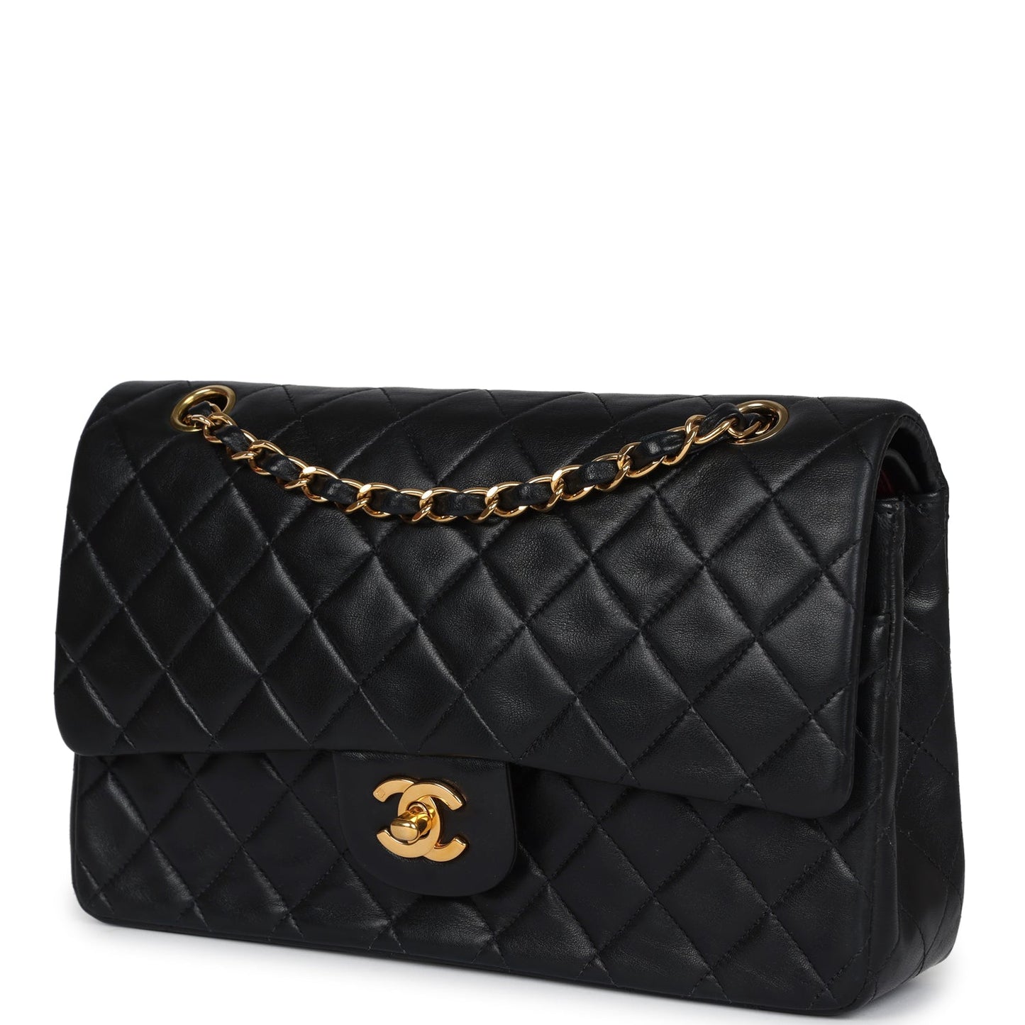 Chanel Medium Classic Double Flap Bag Black Lambskin Gold Hardware