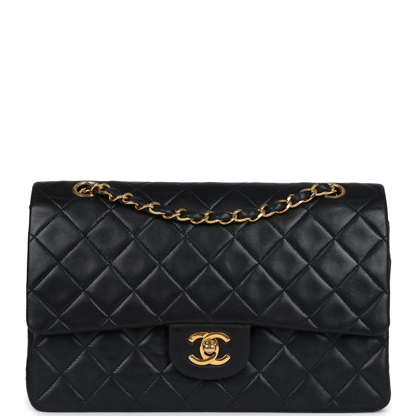 Chanel Medium Classic Double Flap Bag Black Lambskin Gold Hardware