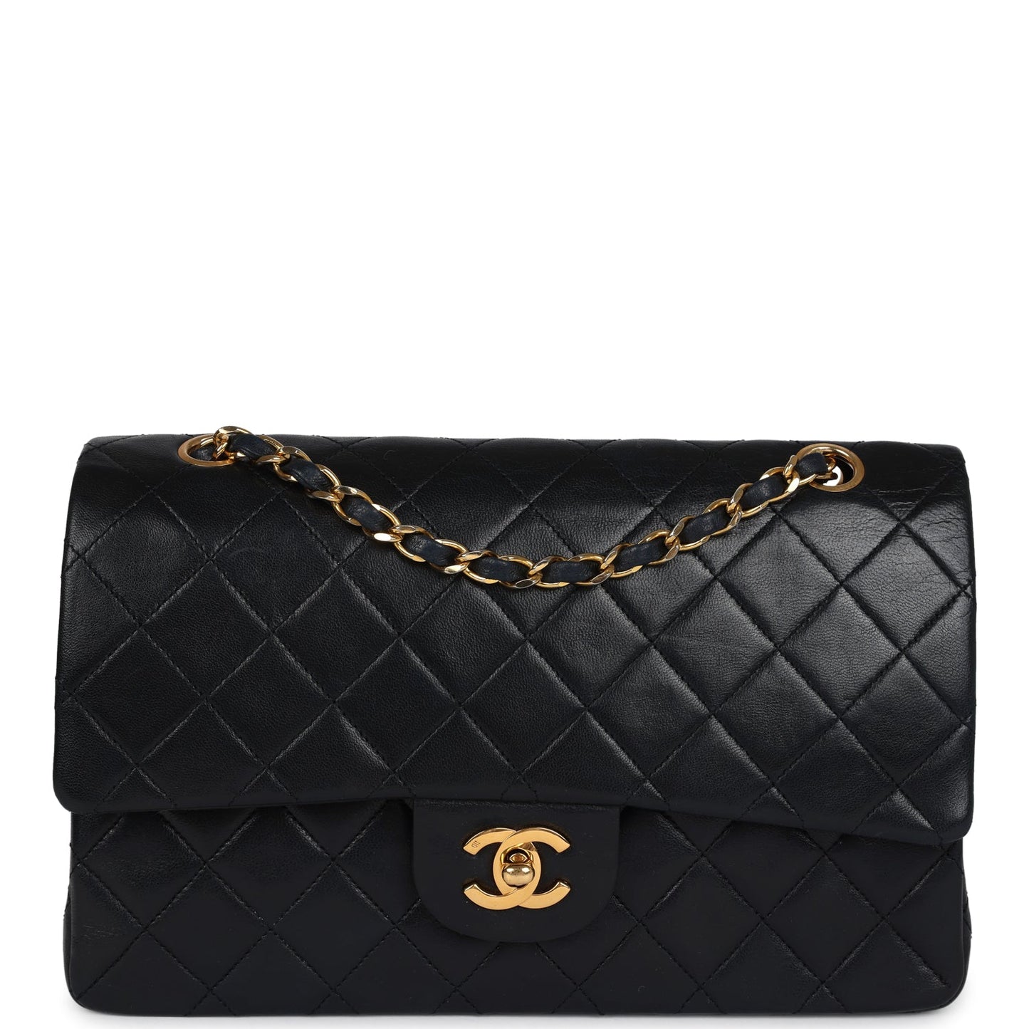 Chanel Medium Classic Double Flap Bag Black Lambskin Gold Hardware