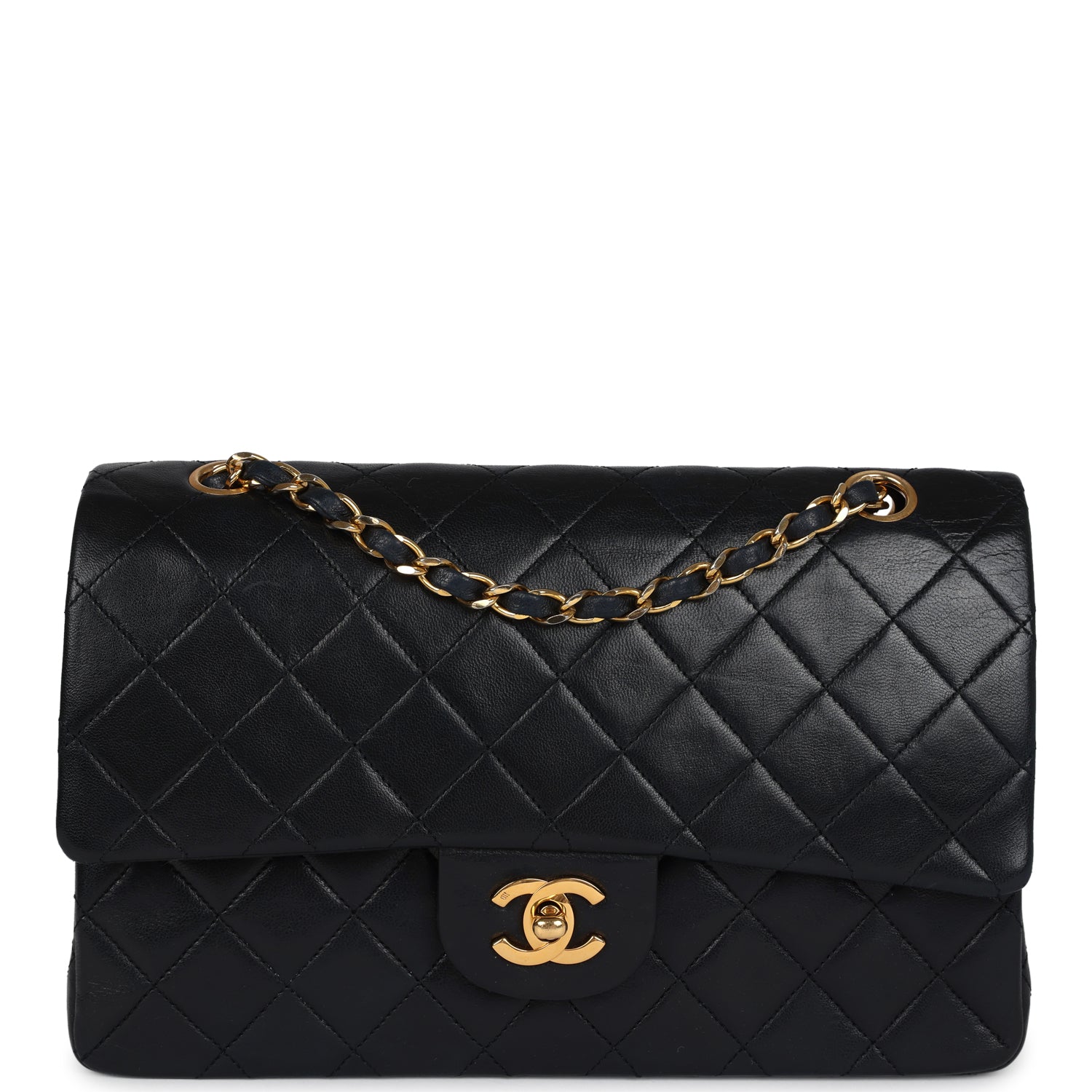 Chanel Medium Classic Double Flap Bag Black Lambskin Gold Hardware