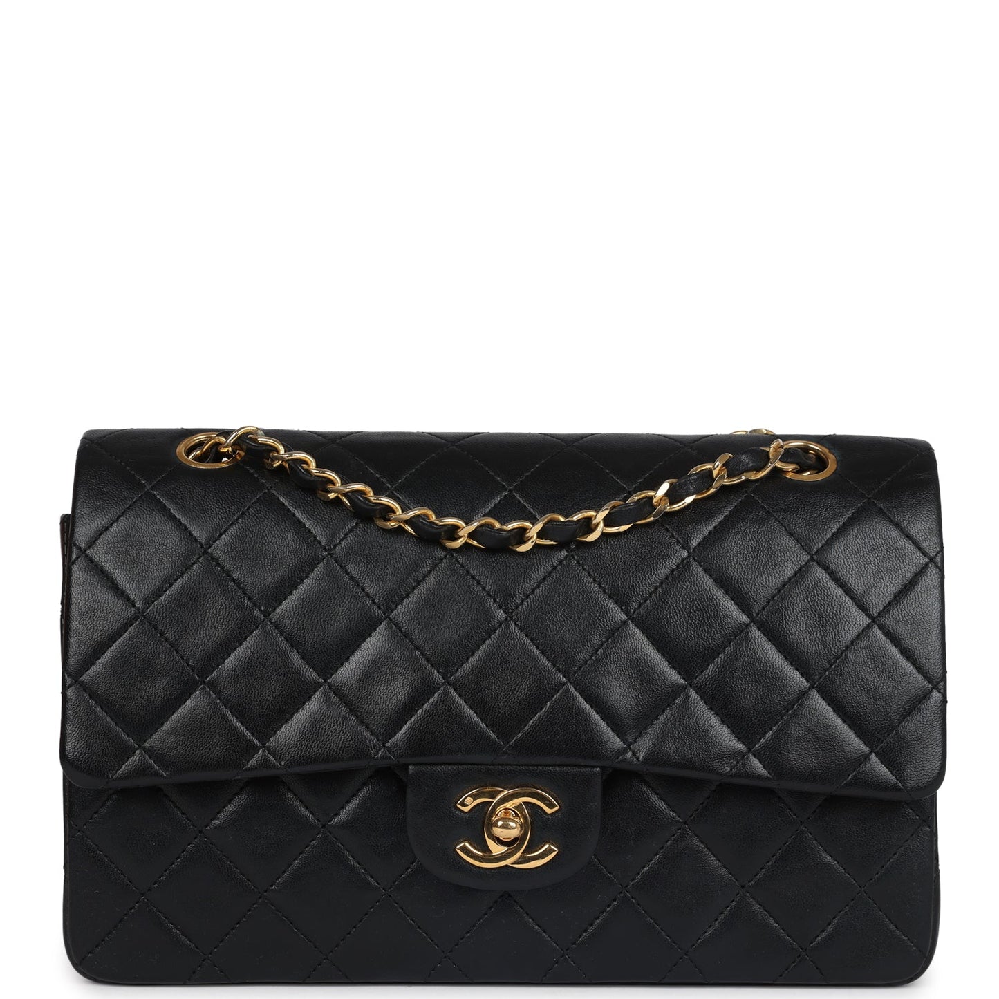 Chanel Medium Classic Double Flap Bag Black Lambskin Gold Hardware