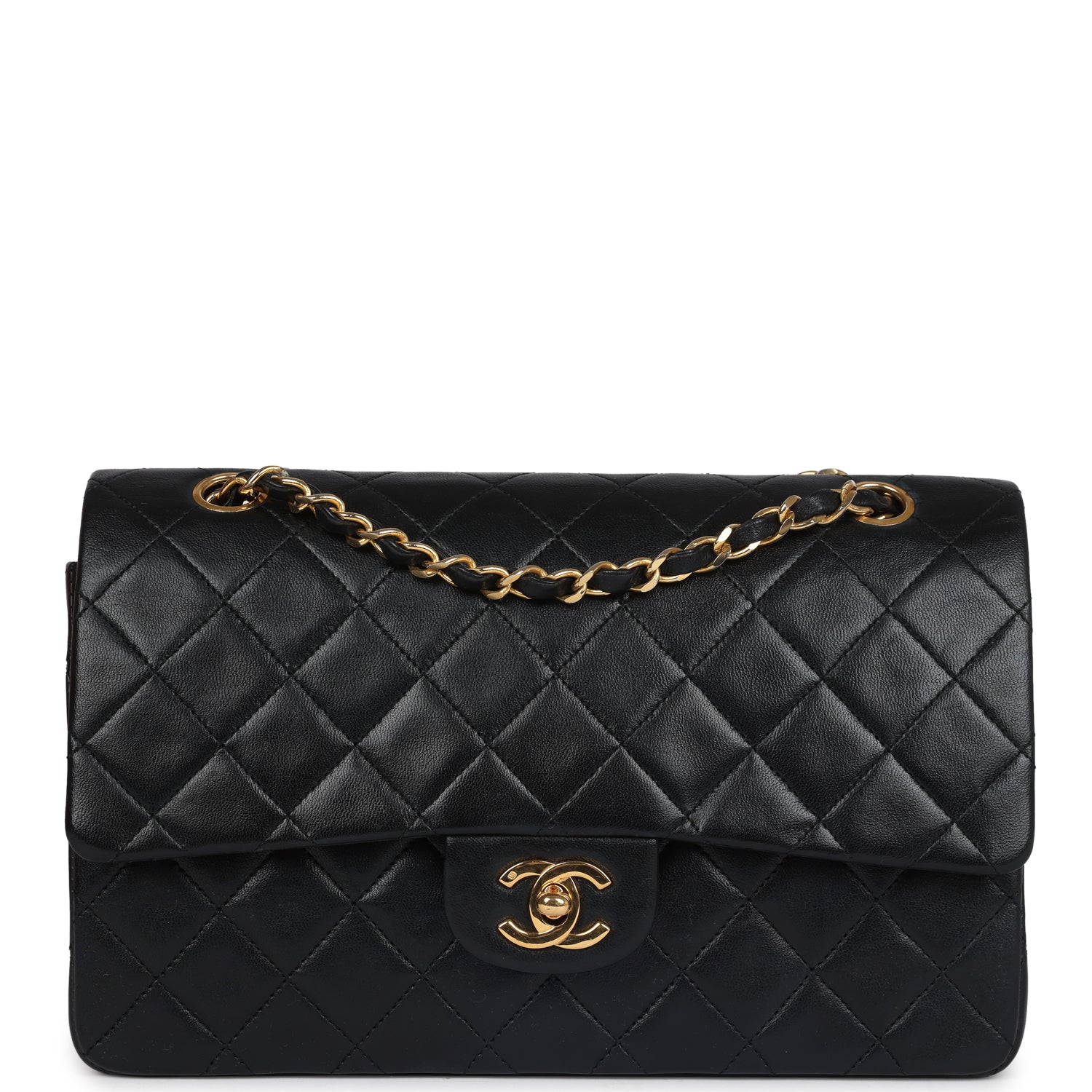 Chanel Medium Classic Double Flap Bag Black Lambskin Gold Hardware