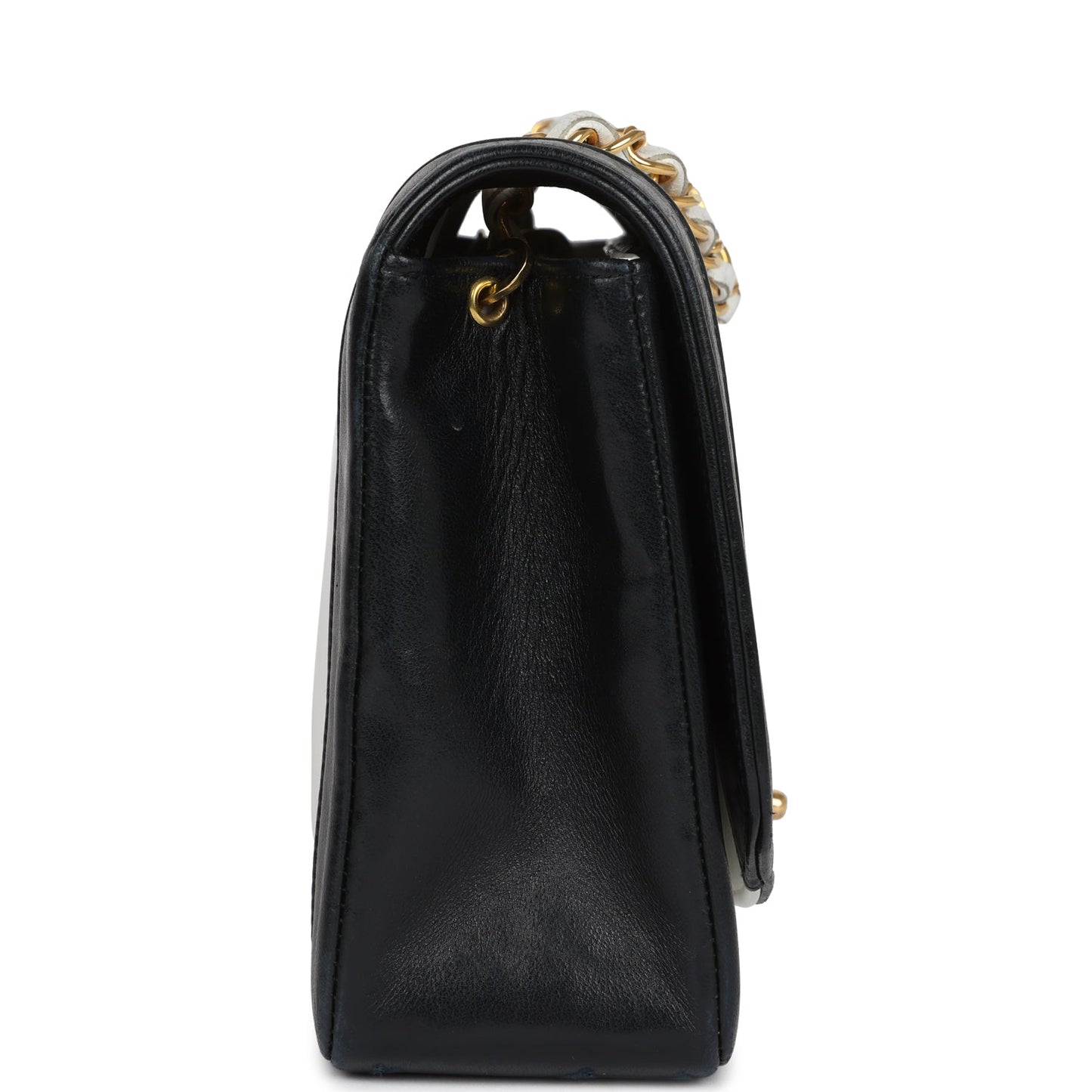Chanel Medium Diana Flap Bag White and Black Lambskin Gold Hardware