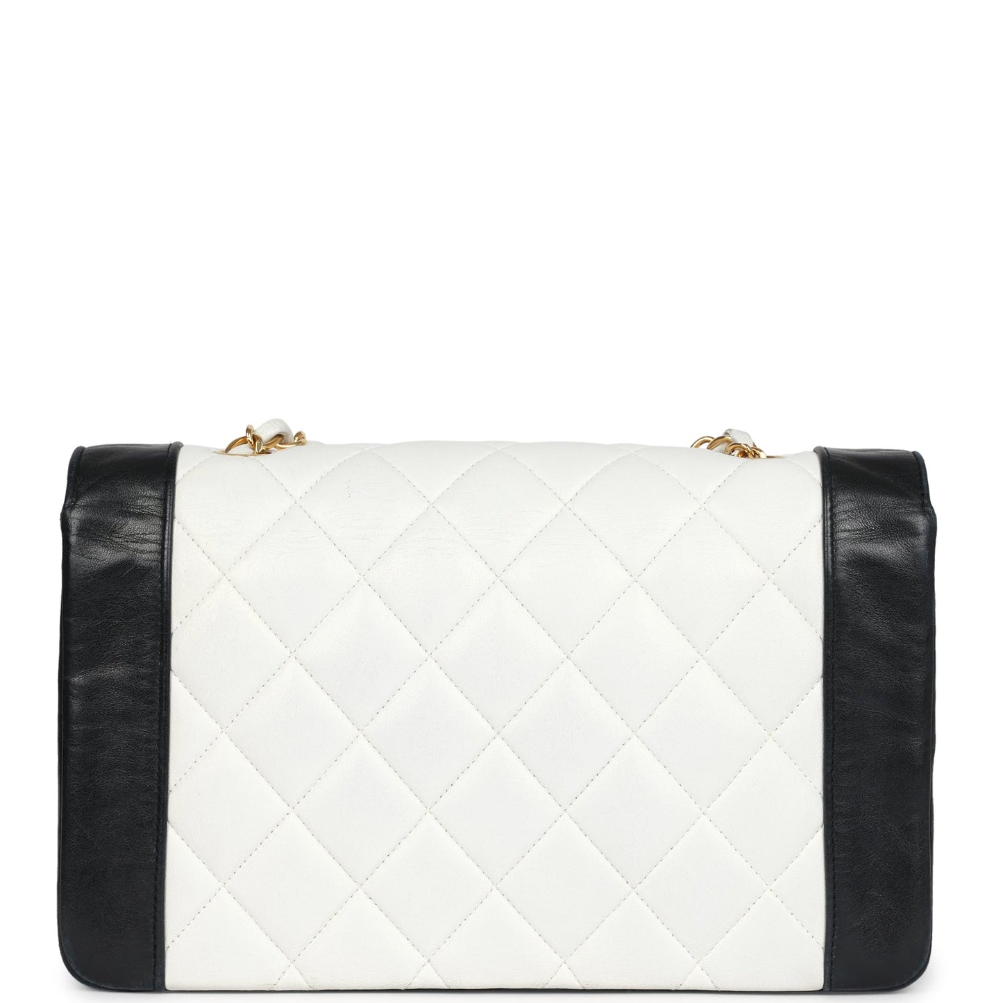Chanel Medium Diana Flap Bag White and Black Lambskin Gold Hardware