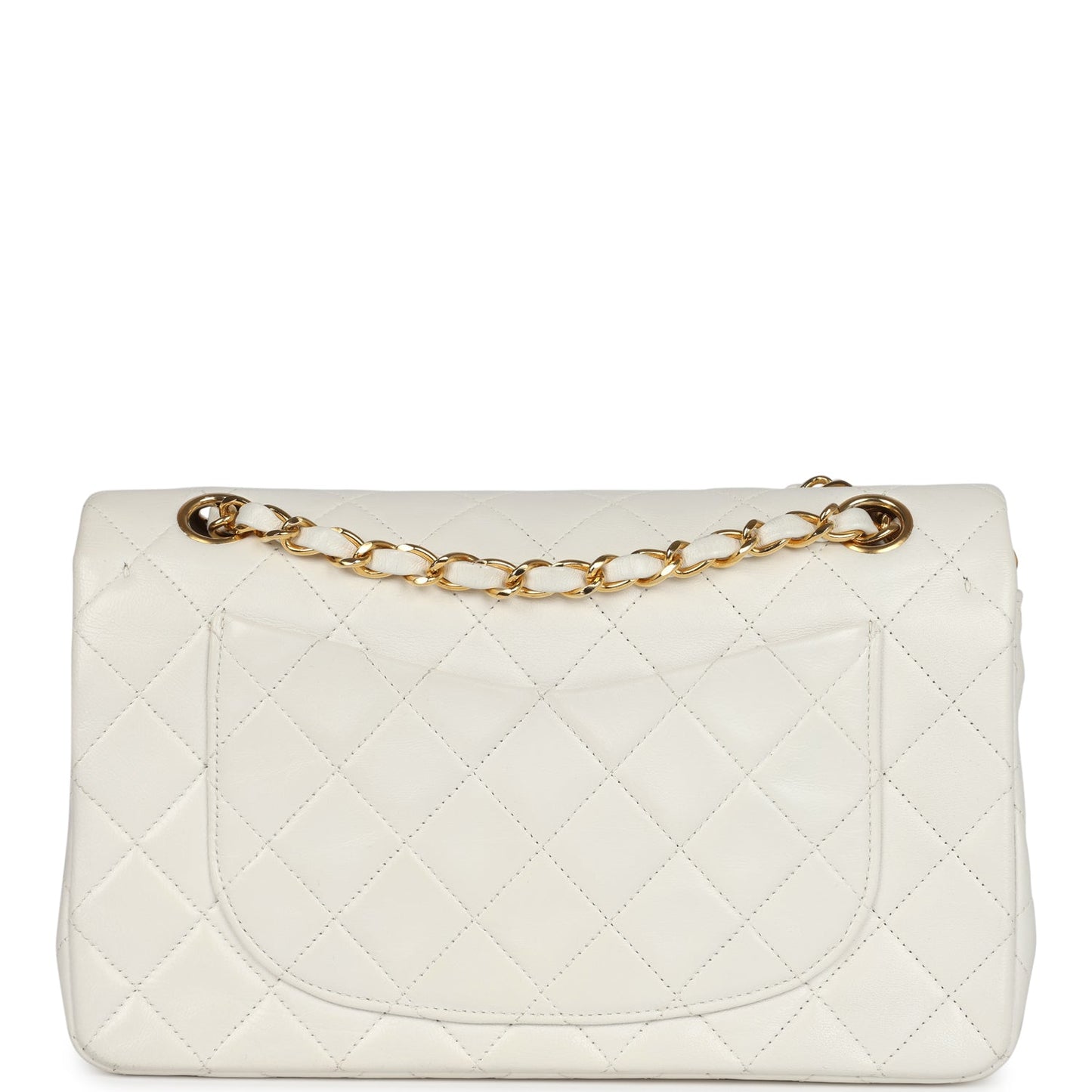 Chanel  Small Classic Double Flap White Lambskin Gold Hardware