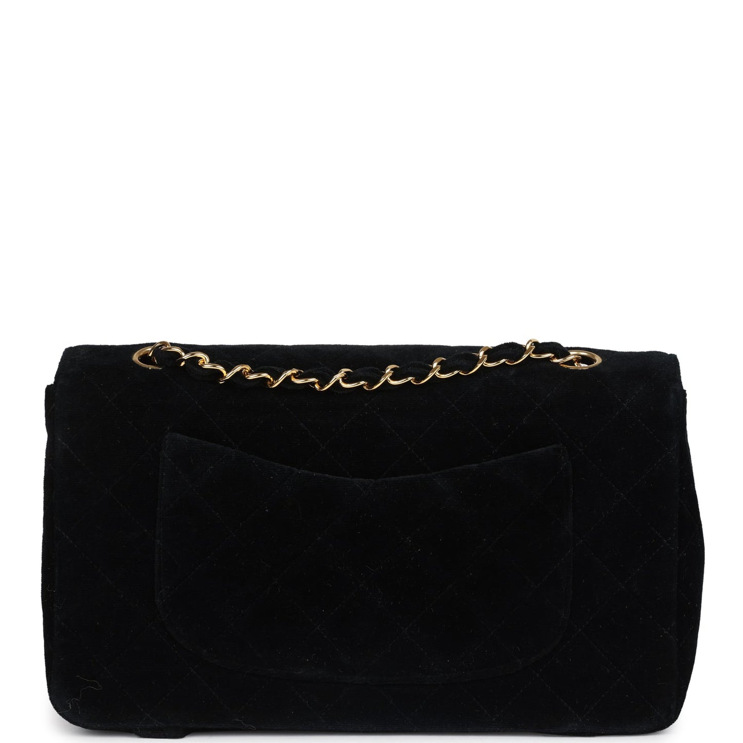 Chanel Medium Single Flap Bag with Magazine Holder Black Velvet Gold Hardware