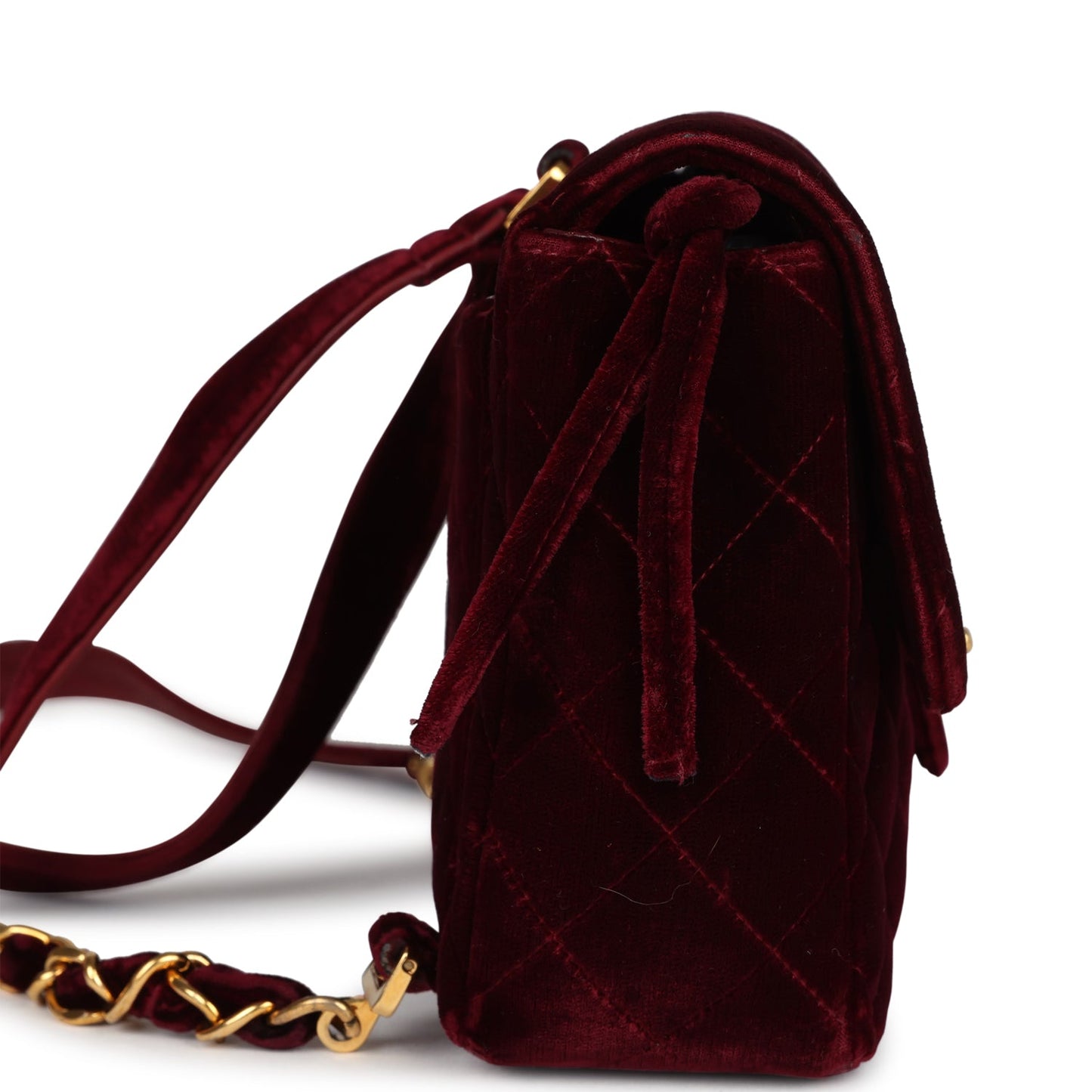 Chanel Medium Classic Flap Backpack Burgundy Velvet Gold Hardware