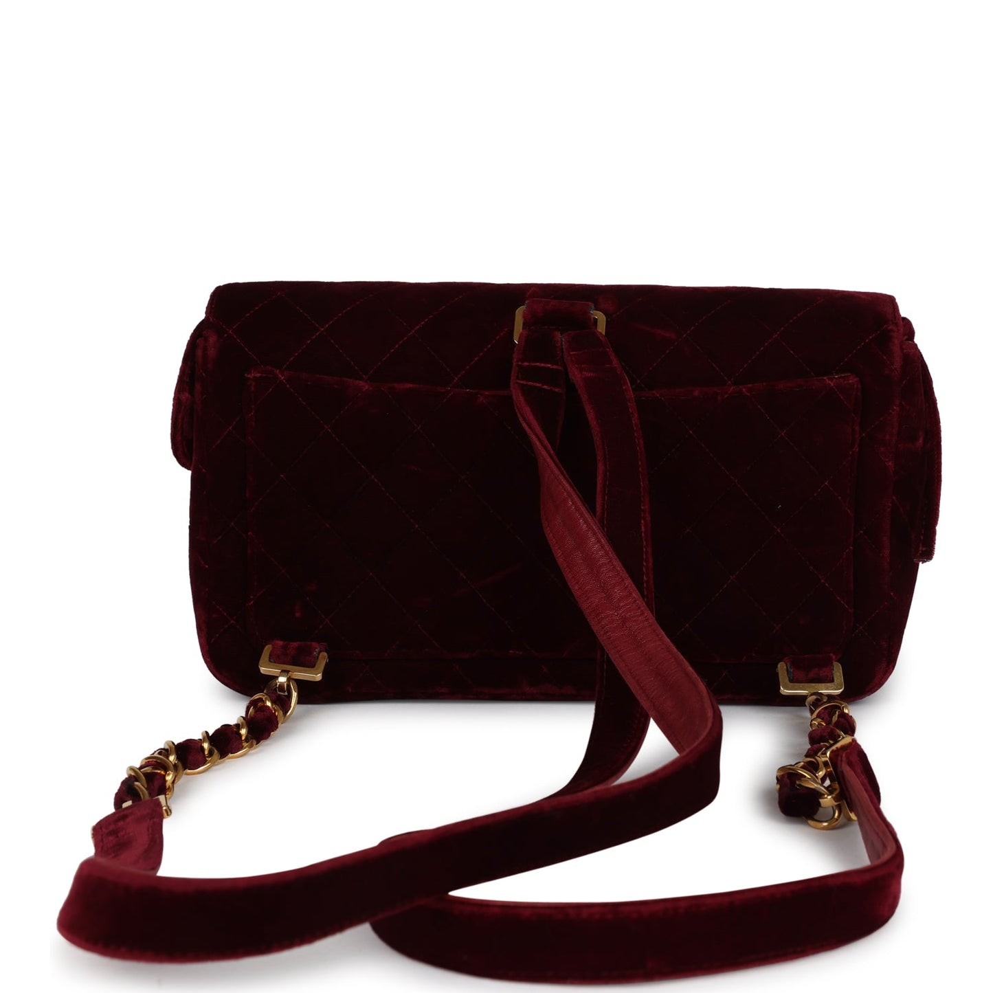 Chanel Medium Classic Flap Backpack Burgundy Velvet Gold Hardware