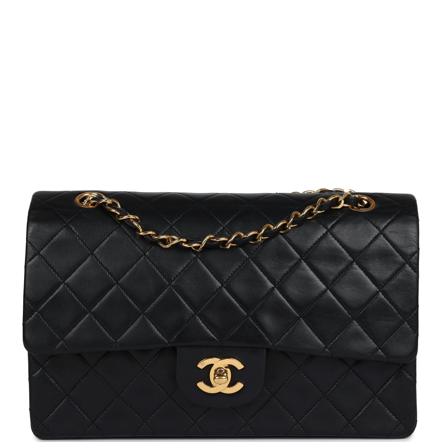 Chanel Medium Classic Double Flap Bag Black Lambskin Gold Hardware